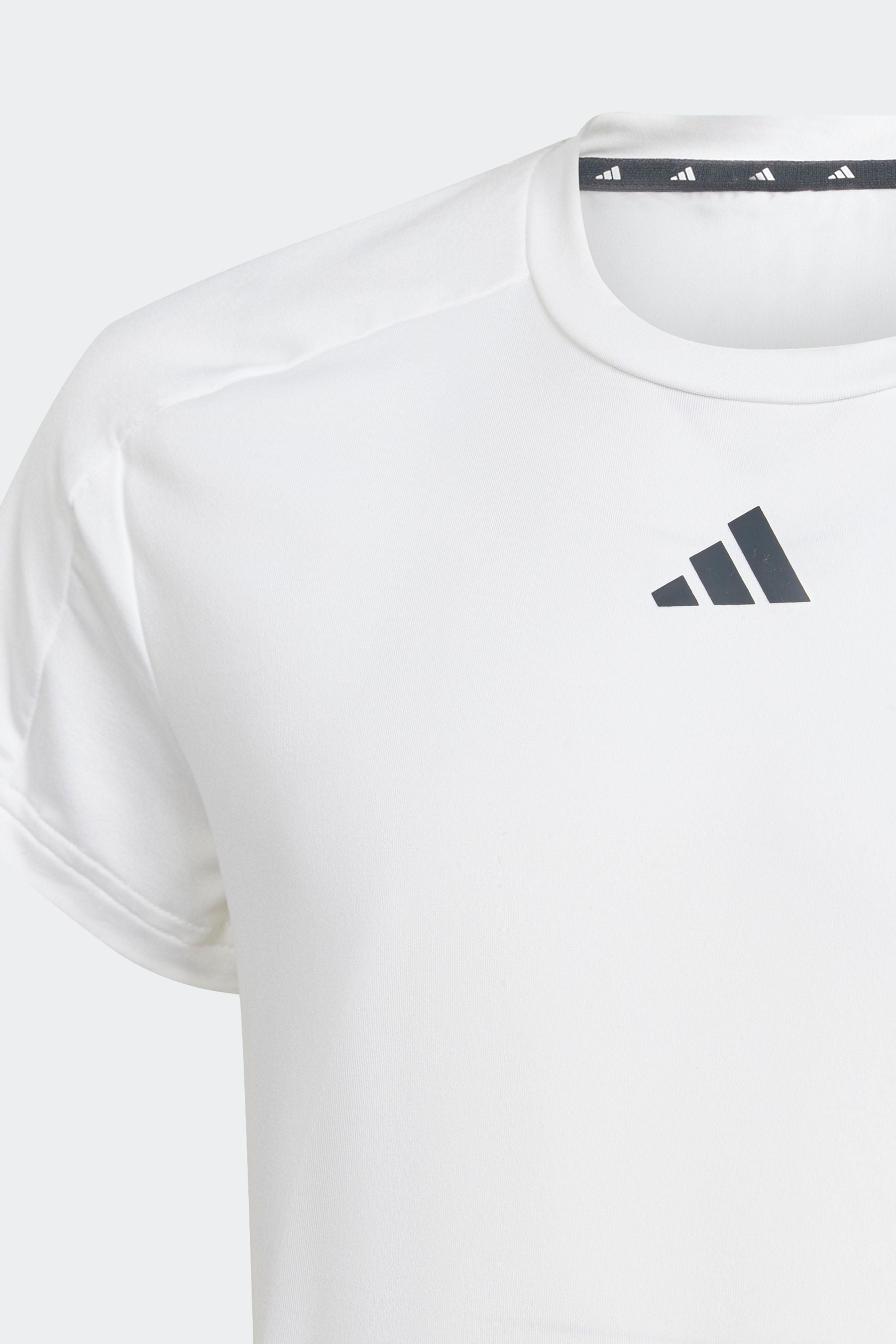 adidas White Kids Train Essentials T-Shirt and Shorts Set