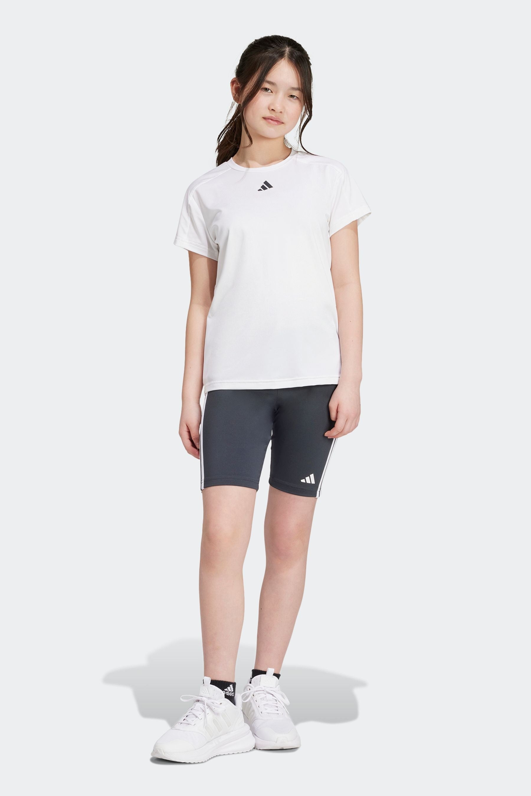 adidas White Kids Train Essentials T-Shirt and Shorts Set