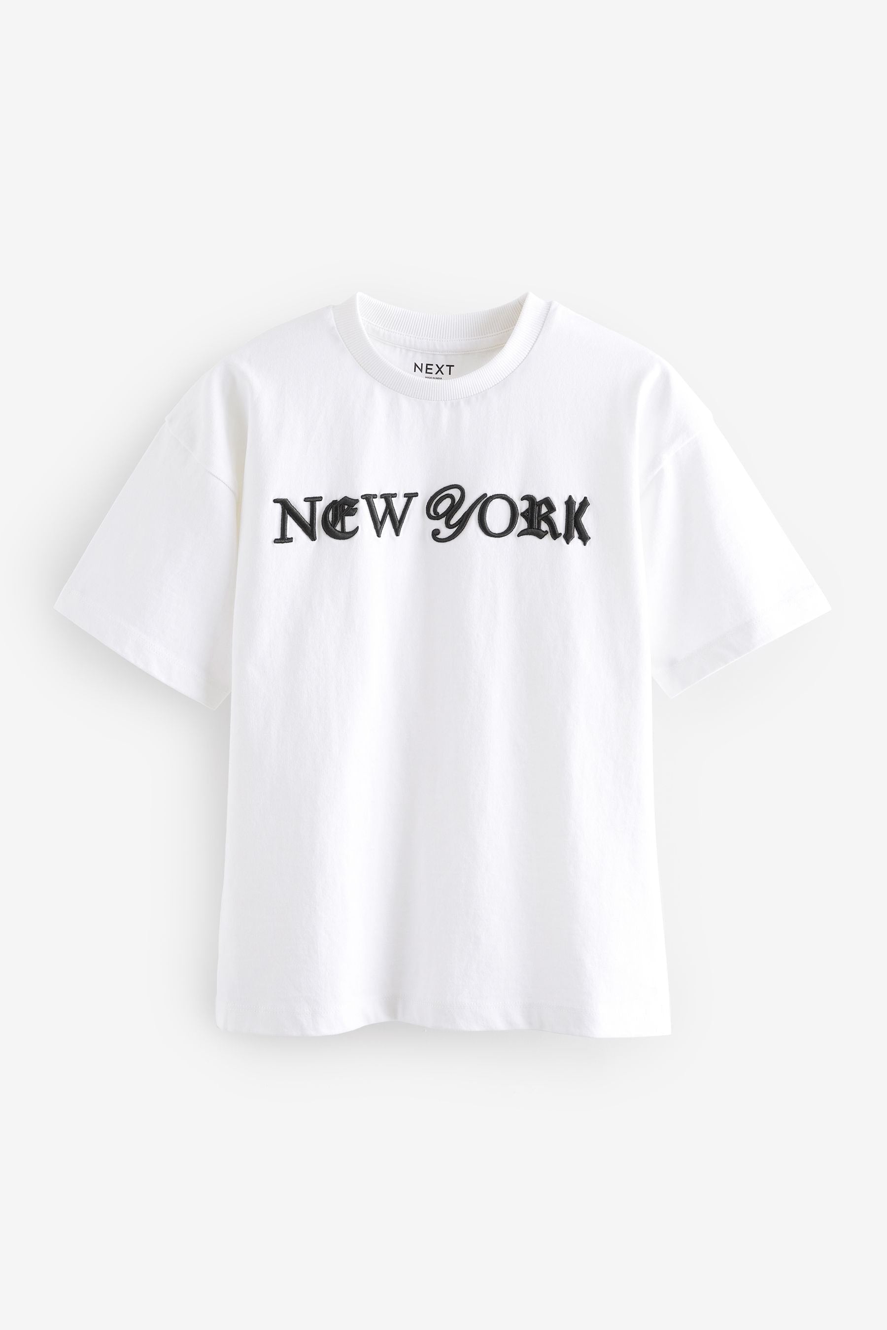 White New York Relaxed Fit Short Sleeve Graphic T-Shirt (3-16yrs)