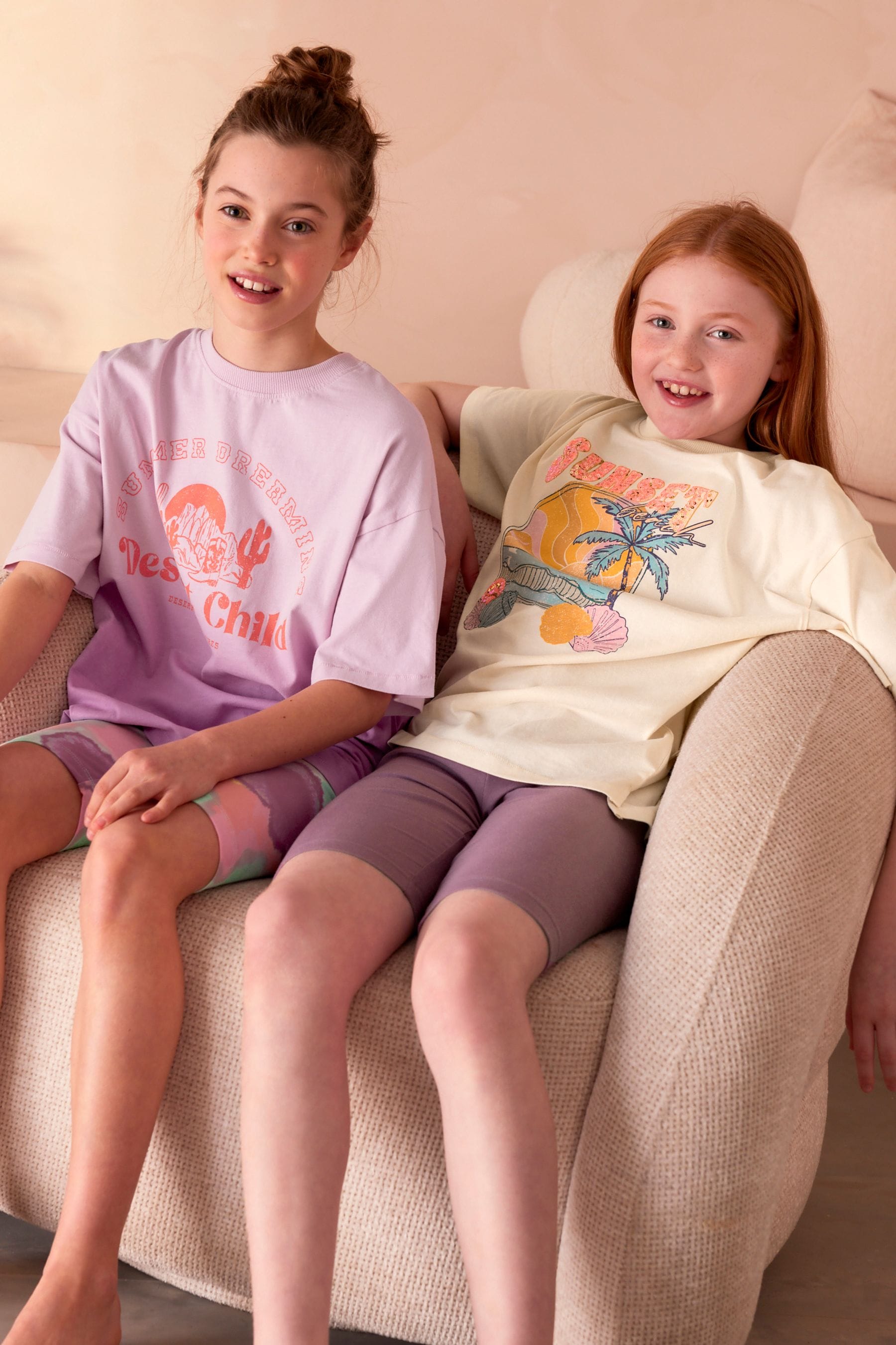 Cream/ Purple Ombre Short Pyjamas 2 Pack (3-16yrs)