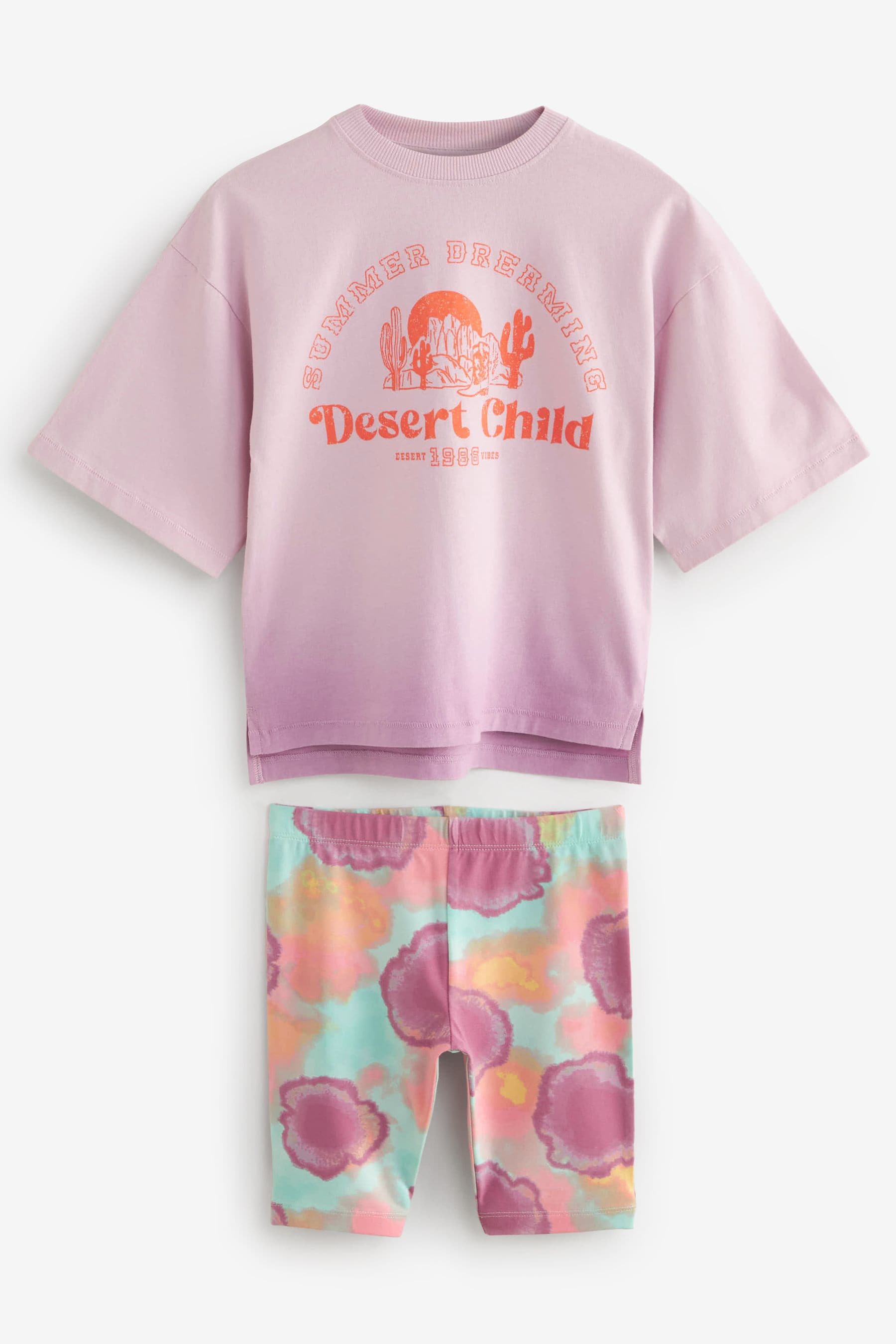 Cream/ Purple Ombre Short Pyjamas 2 Pack (3-16yrs)