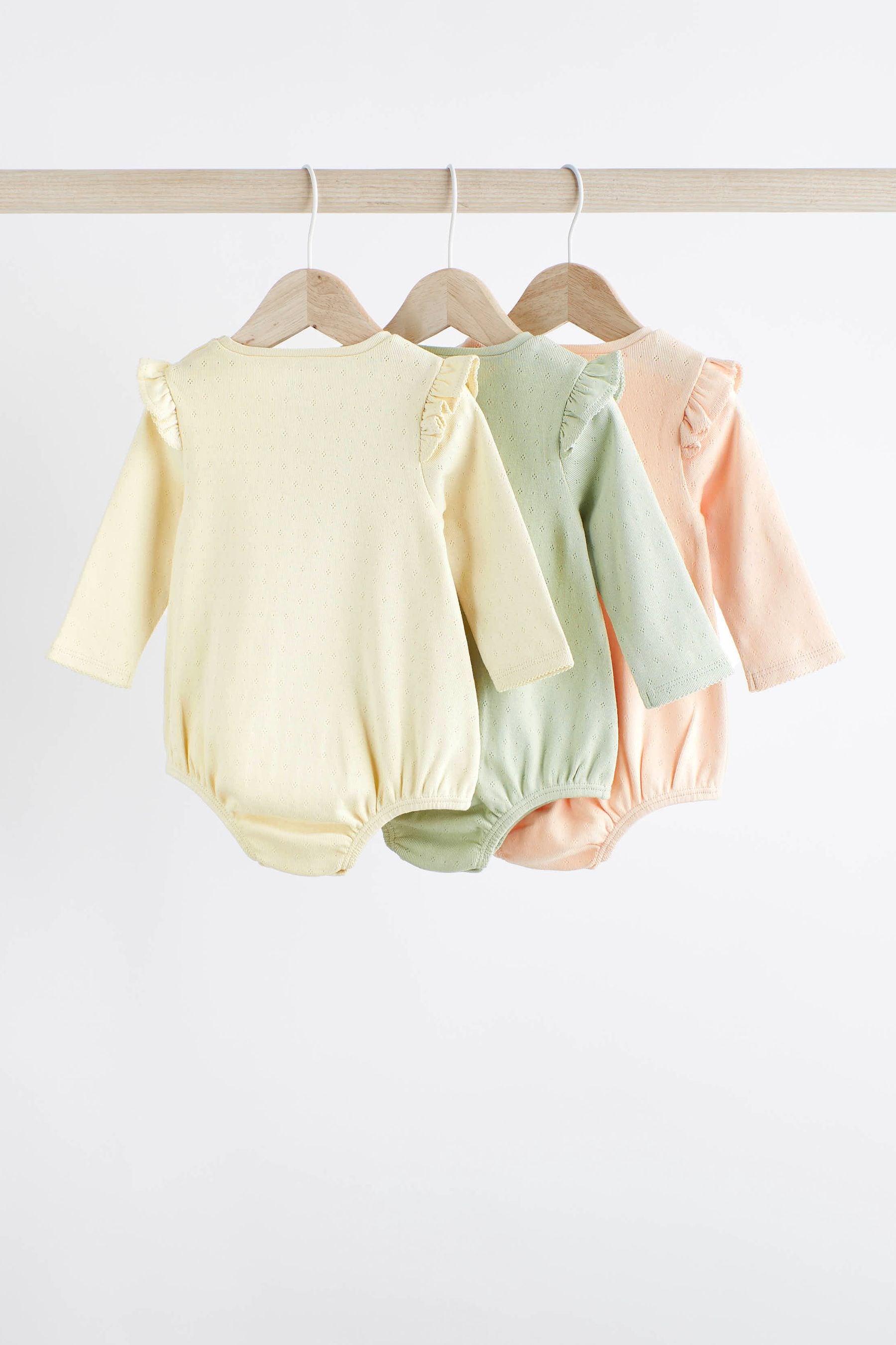 Sage Green Pointelle Baby Bodysuits 3 Pack