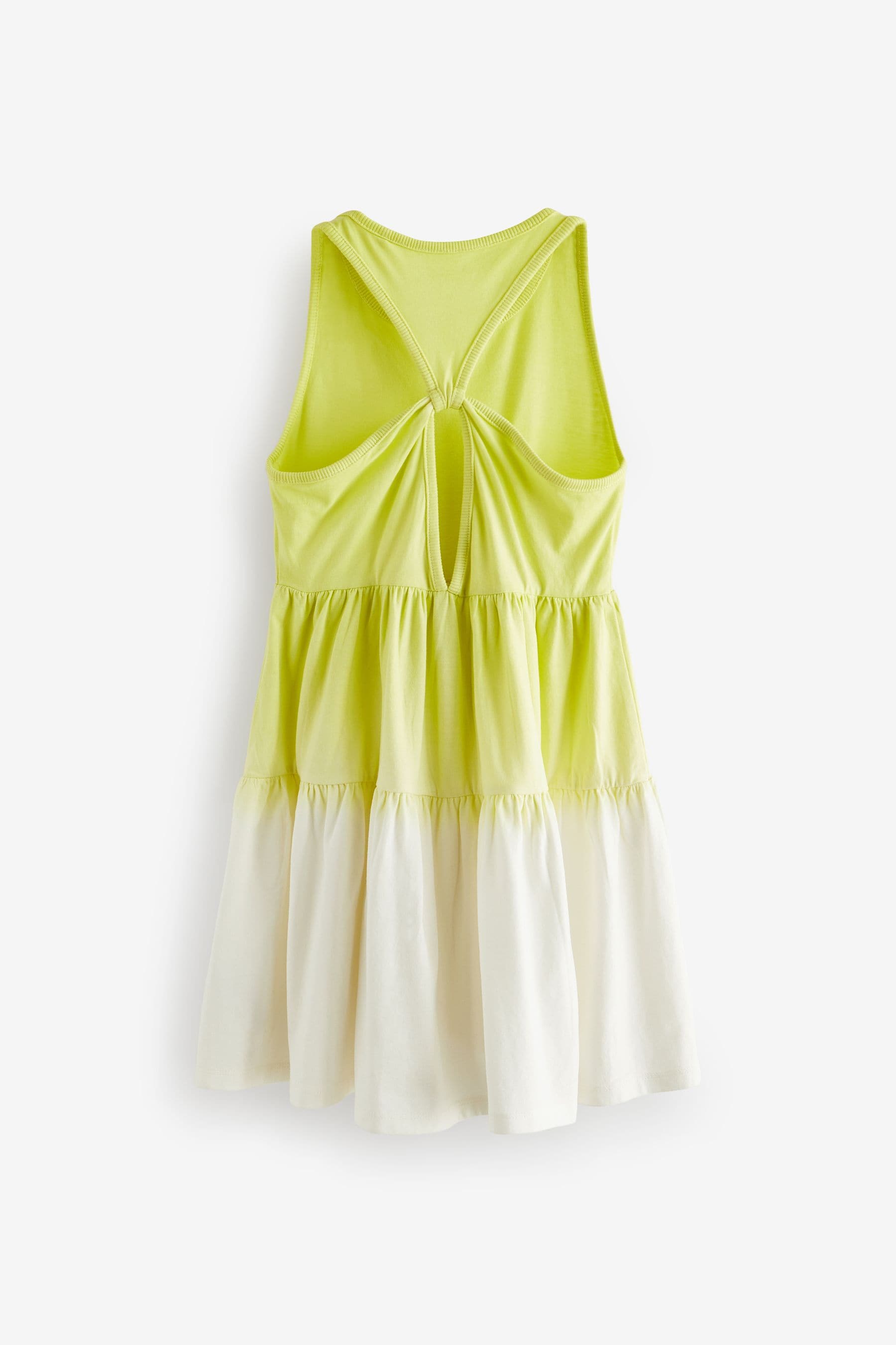 Lime Green Ombre Jersey Back Detail Tiered Dress (3-16yrs)