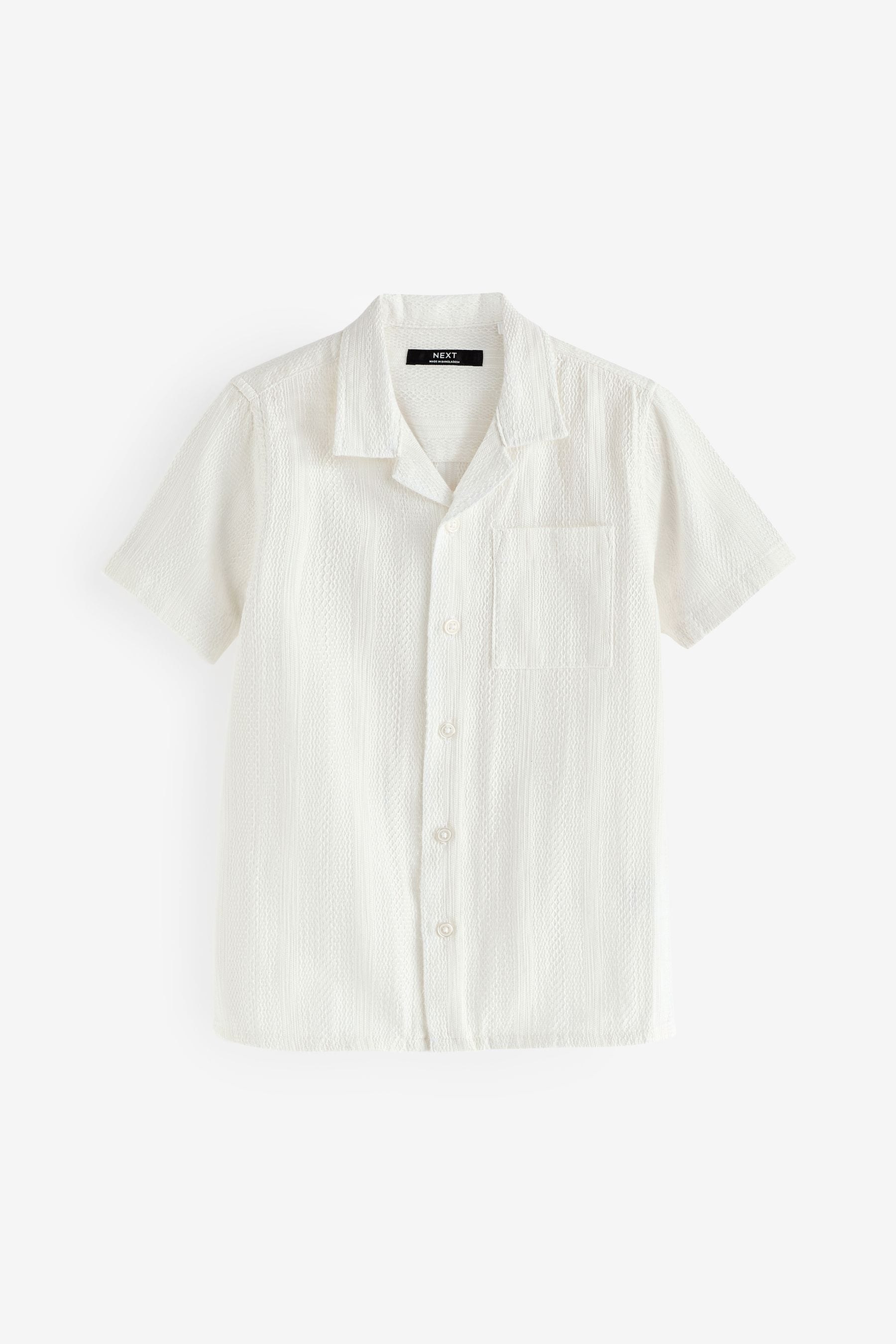 White Short Sleeves Textured Stripe Shirt (3-16yrs)