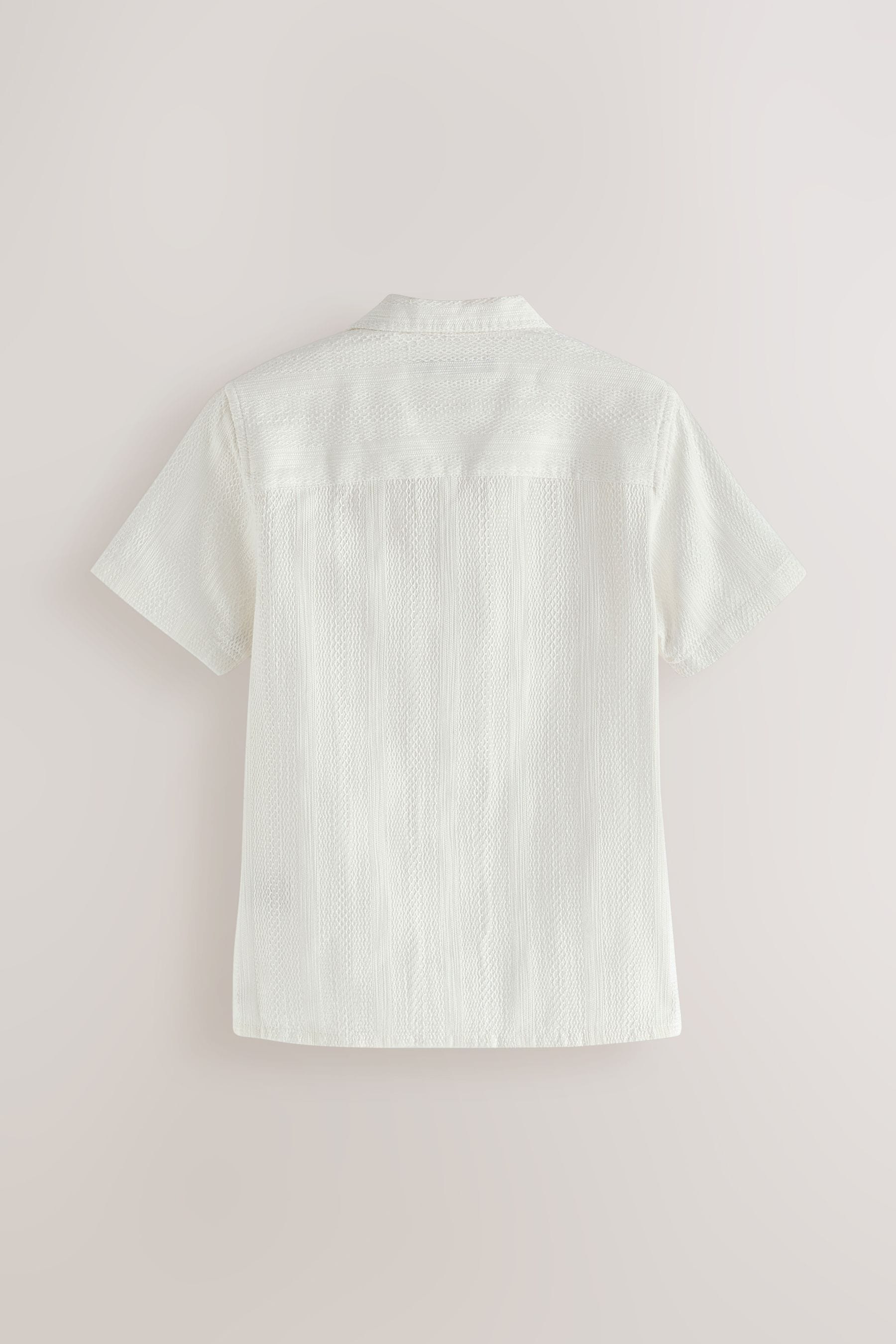 White Short Sleeves Textured Stripe Shirt (3-16yrs)