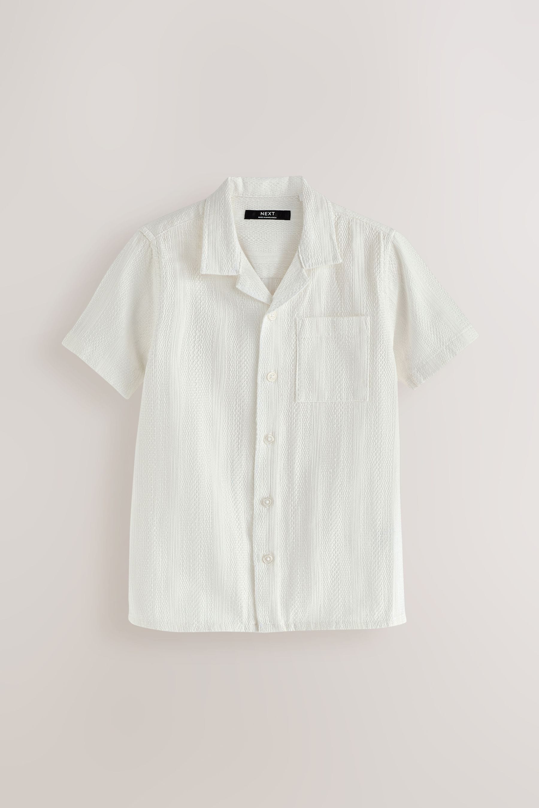 White Short Sleeves Textured Stripe Shirt (3-16yrs)