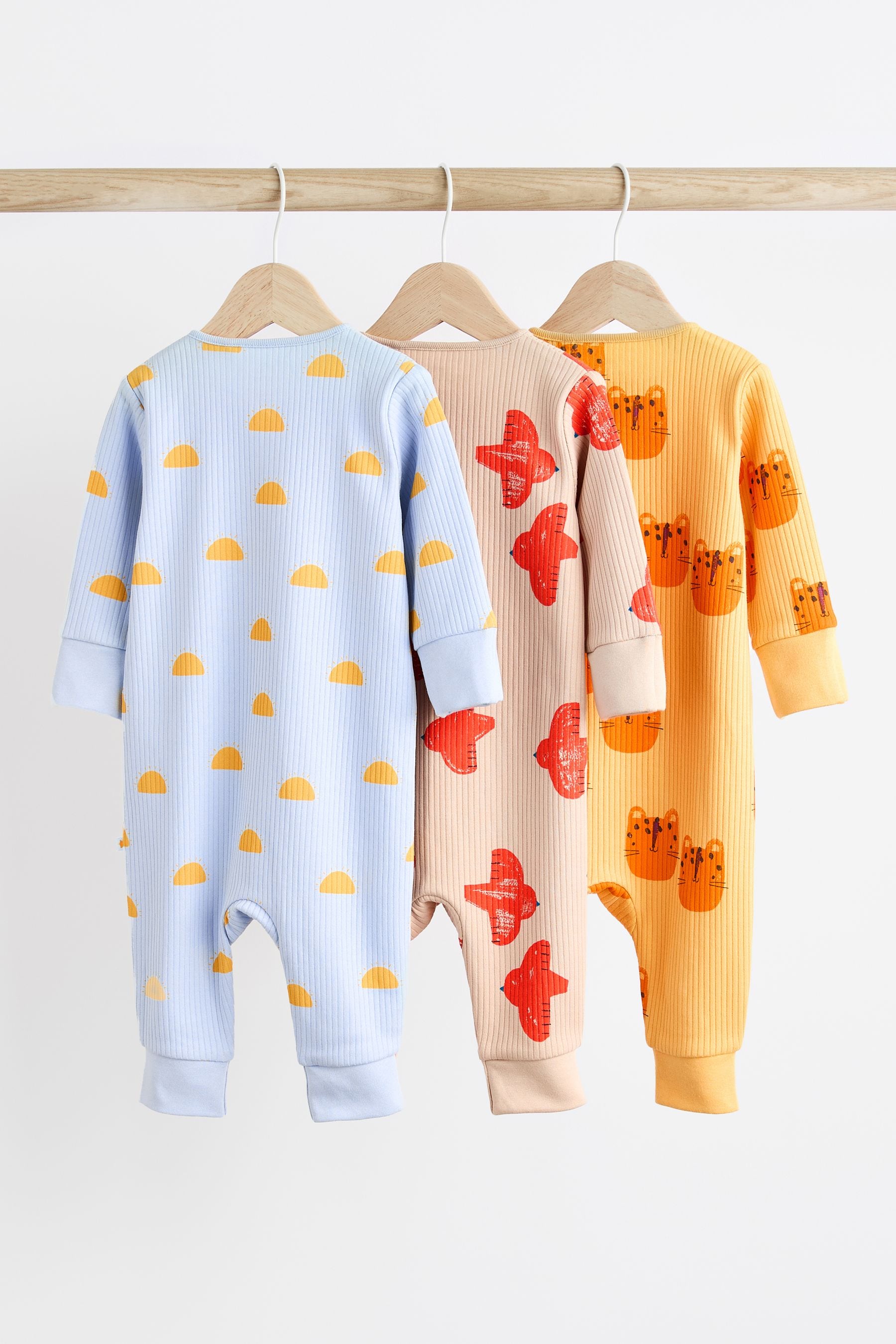 Bright Baby Cotton Sleepsuits 3 Pack (0mths-3yrs)