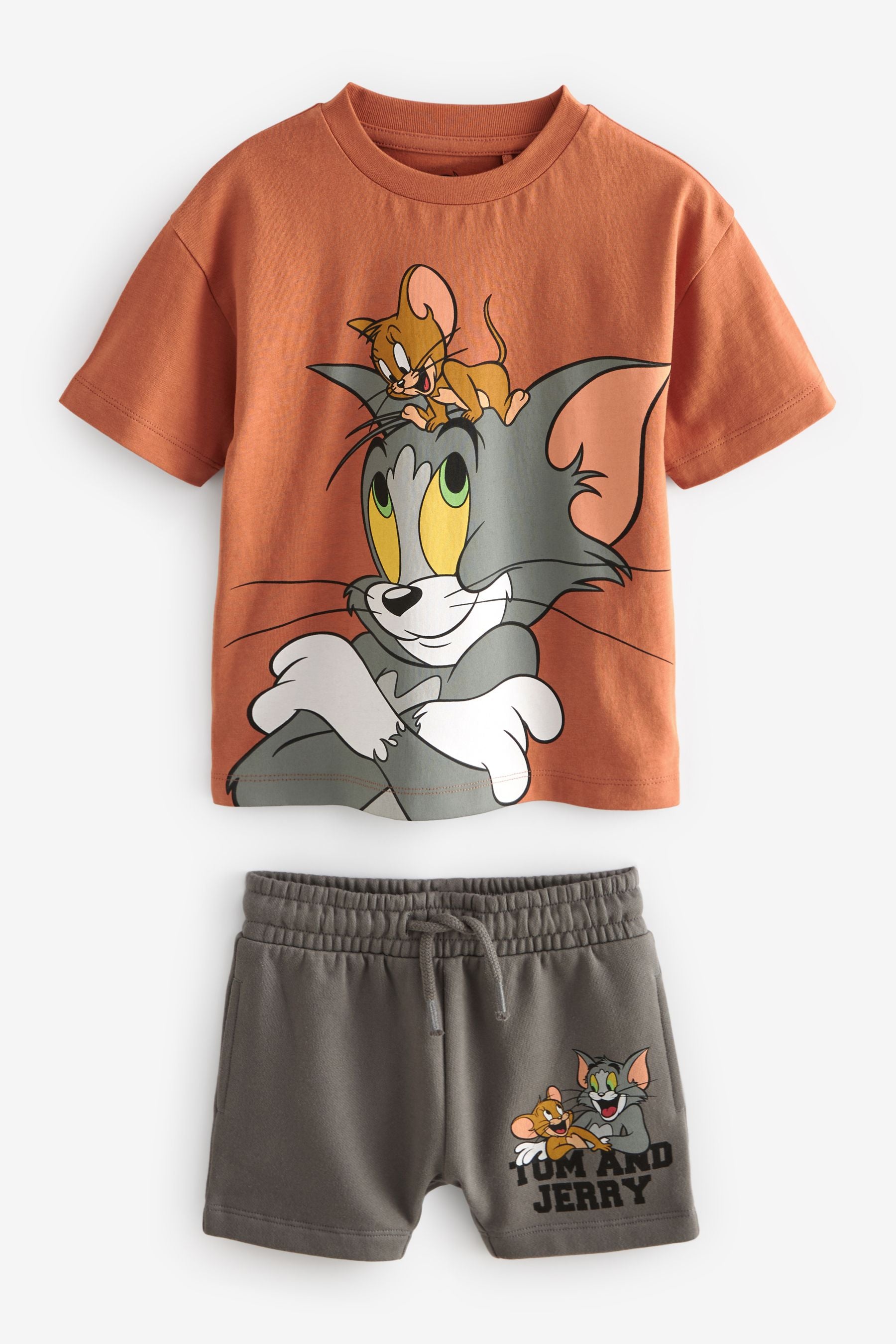 Tan Brown Tom and Jerry Short Sleeve T-Shirt and Shorts Set (3mths-8yrs)