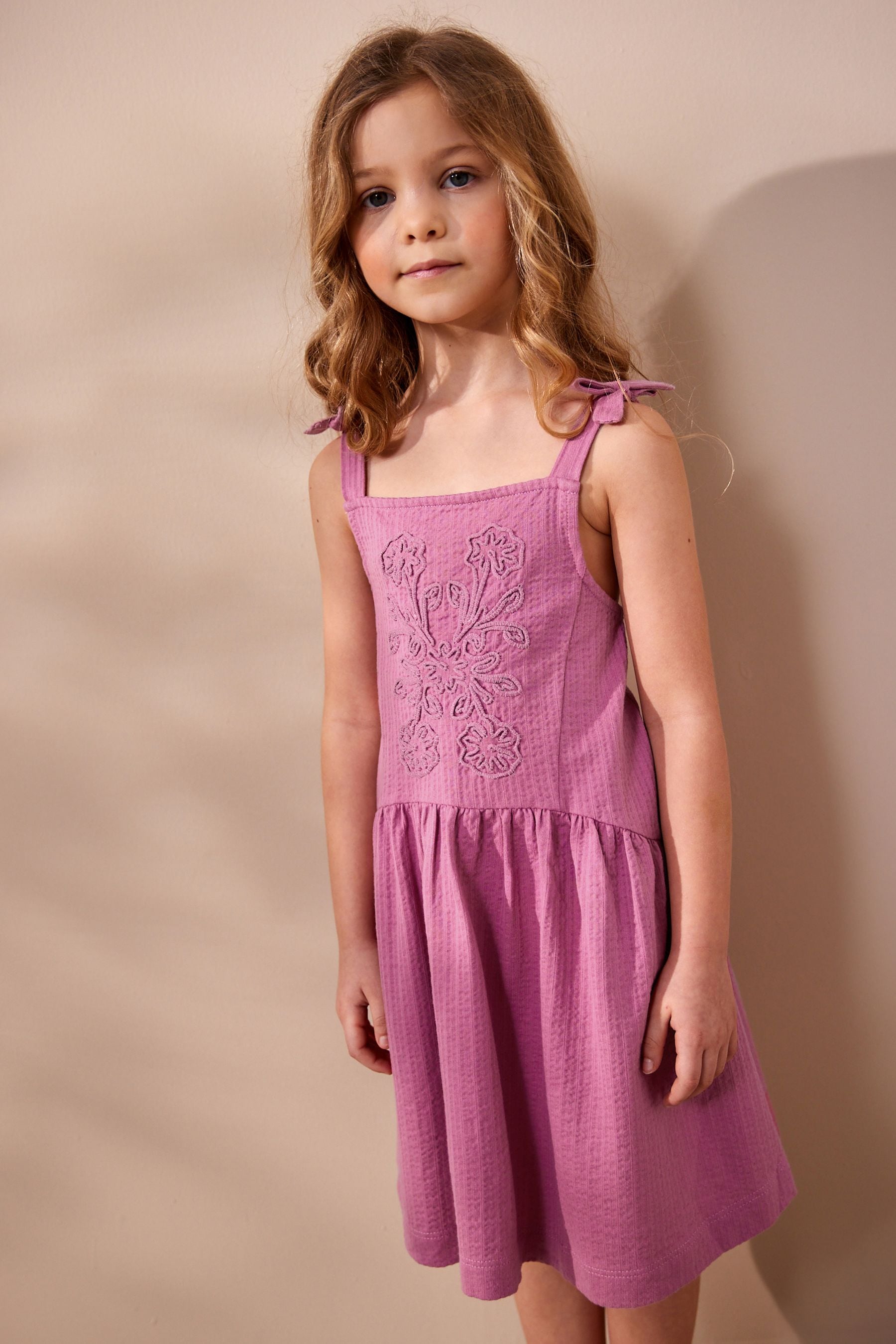 Pink Embellished Strappy Jersey Dress (3-10yrs)