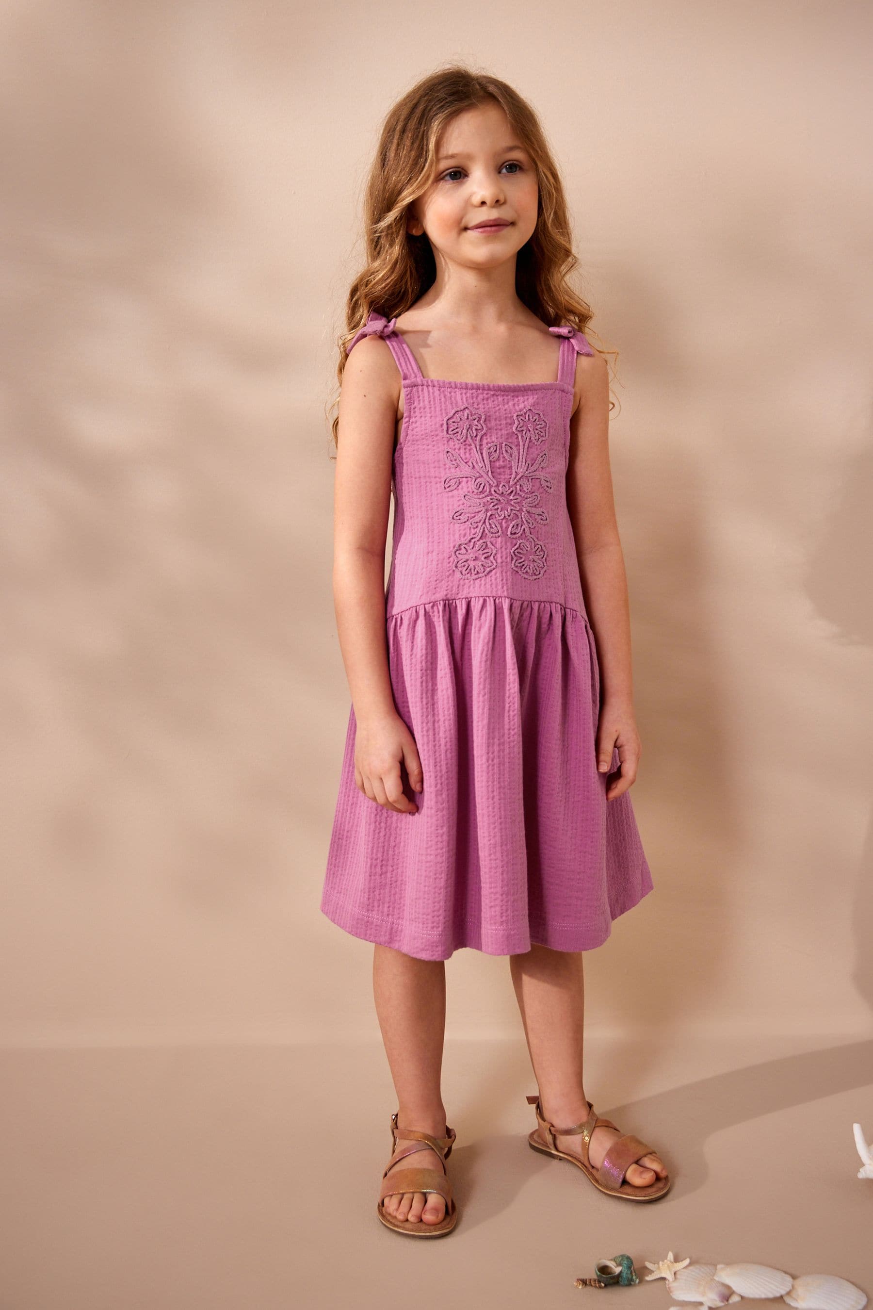 Pink Embellished Strappy Jersey Dress (3-10yrs)