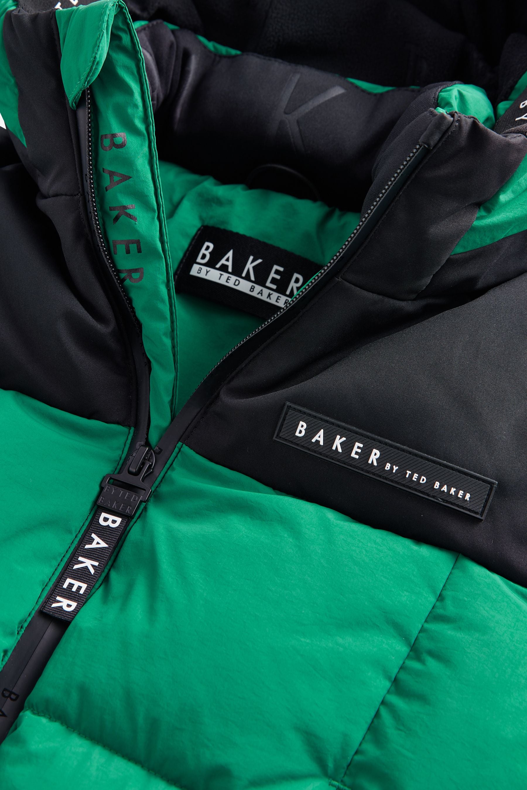 Baker By Ted Baker Green Shower Resistant Colourblock Padded Coat