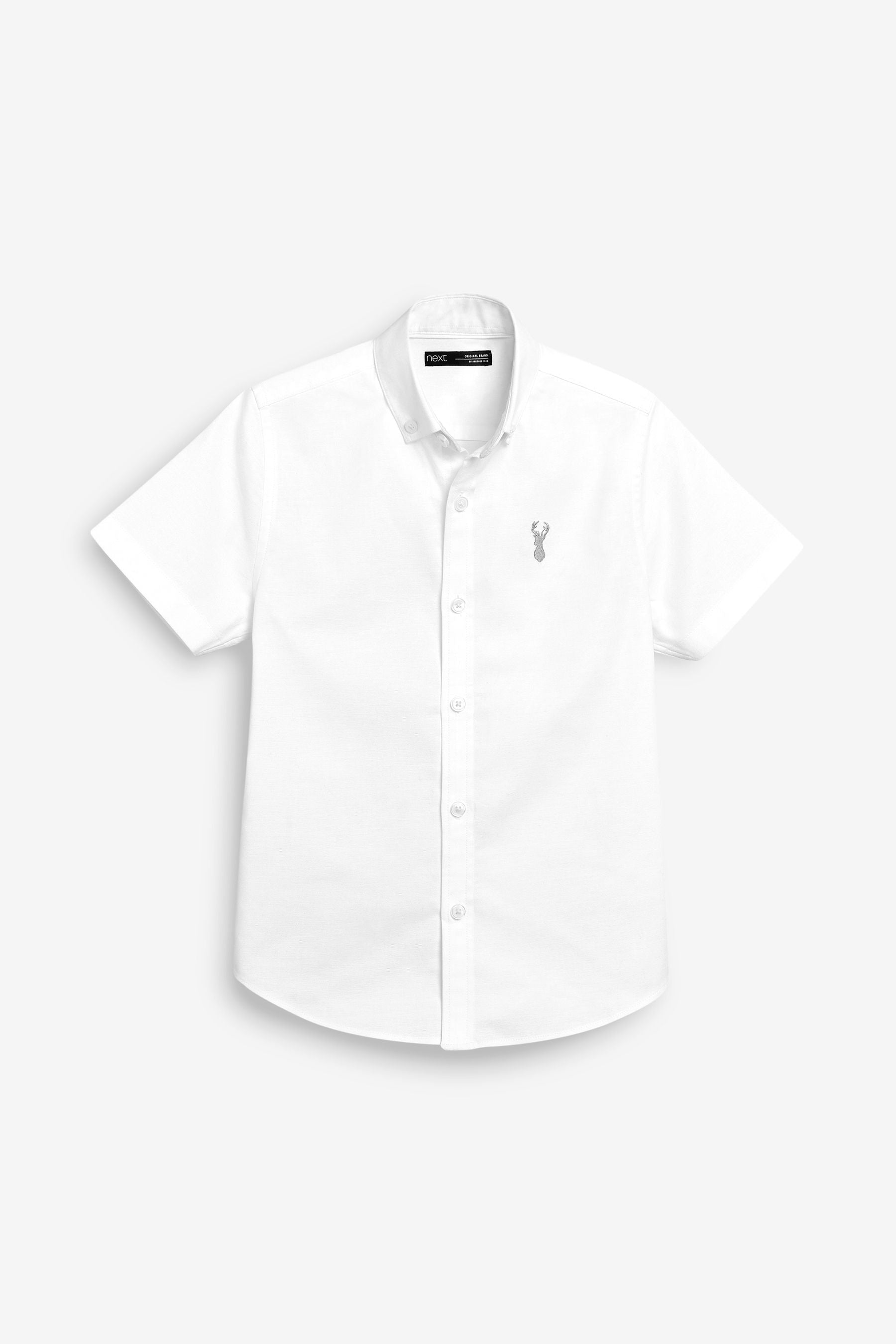 White Short Sleeve Cotton Rich Oxford Shirt (3-16yrs)