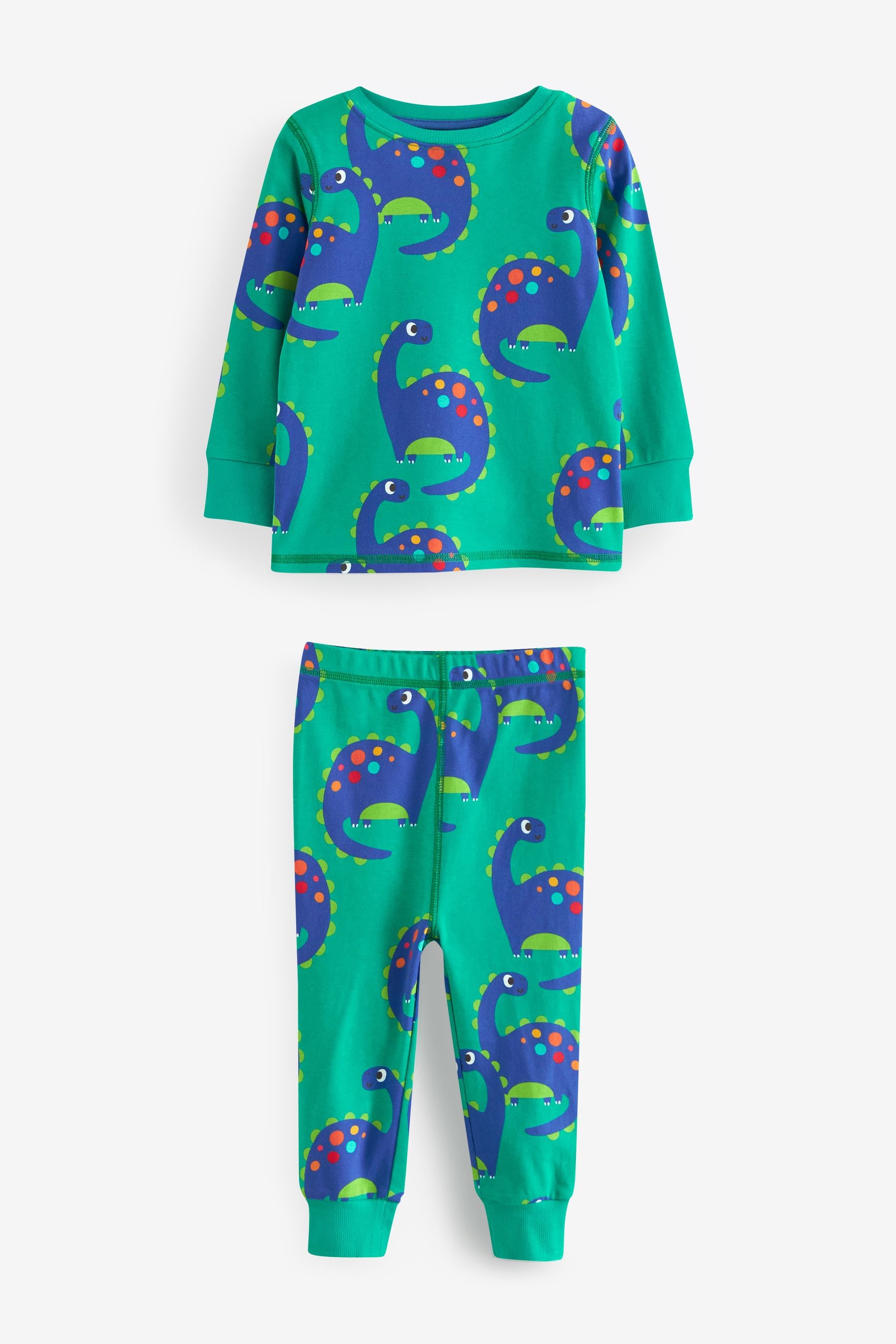 Red/Blue/Green Dinosaur Long Sleeve 3 Pack Pyjamas Set (9mths-8yrs)