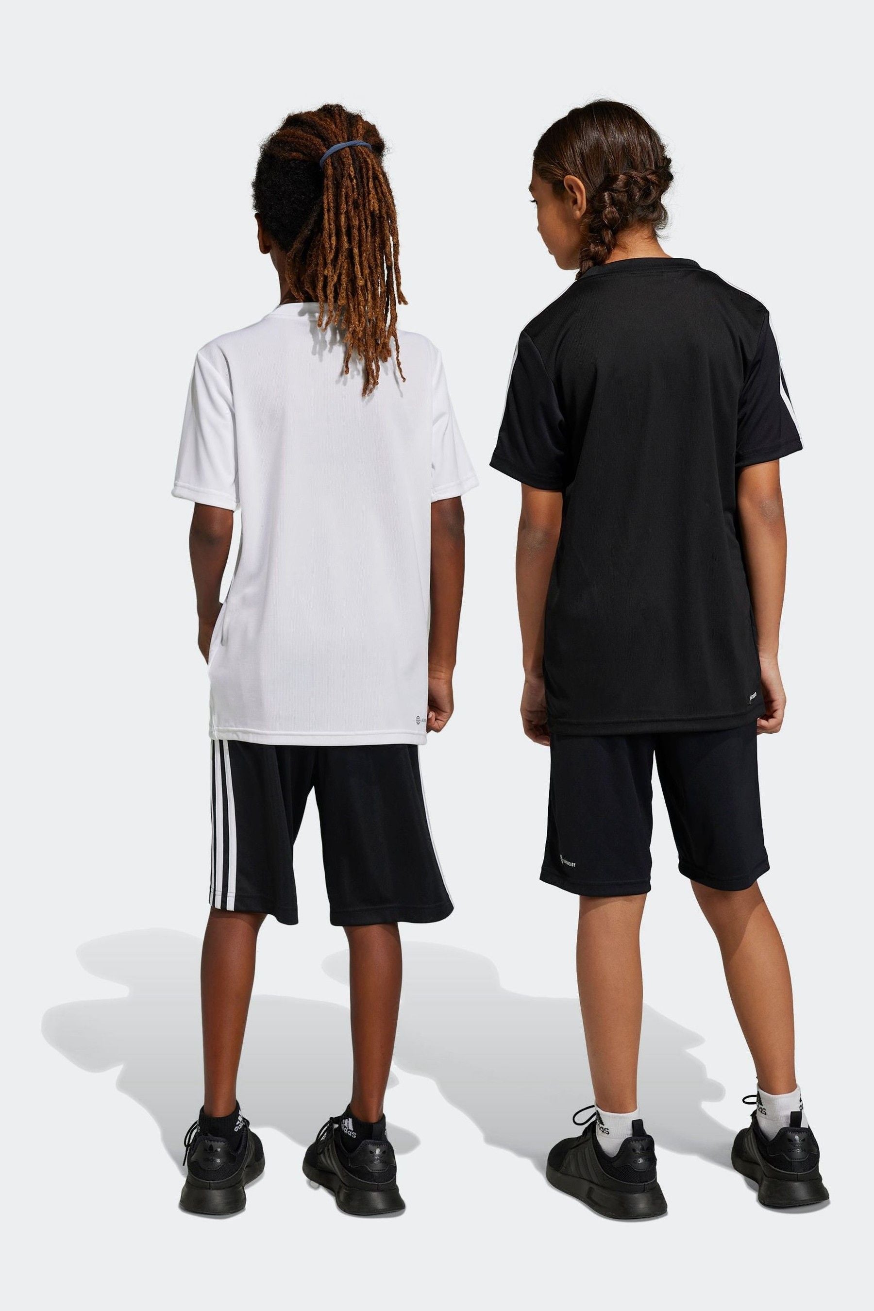 adidas Black White Sportswear Junior Train Essentials AEROREADY 3-Stripes Regular-Fit Shorts