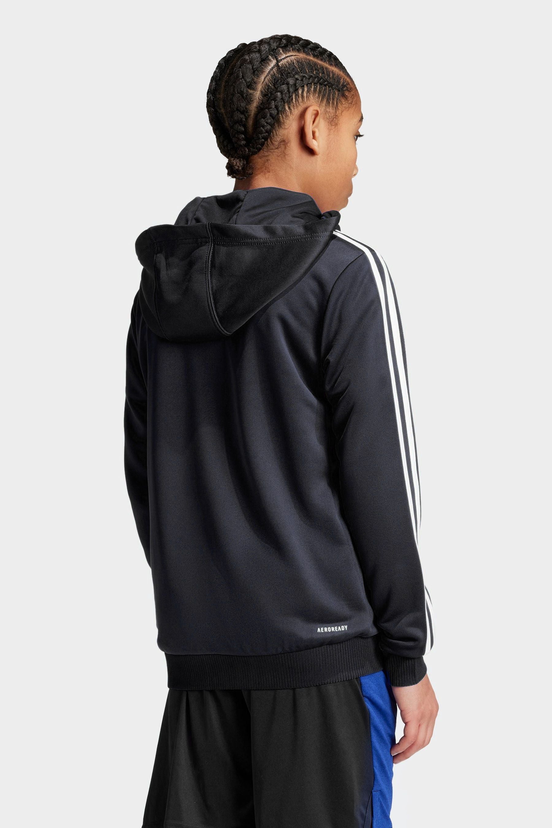 adidas Dark Black Train Essentials AEROREADY 3-Stripes Regular-Fit Full-Zip Jacket