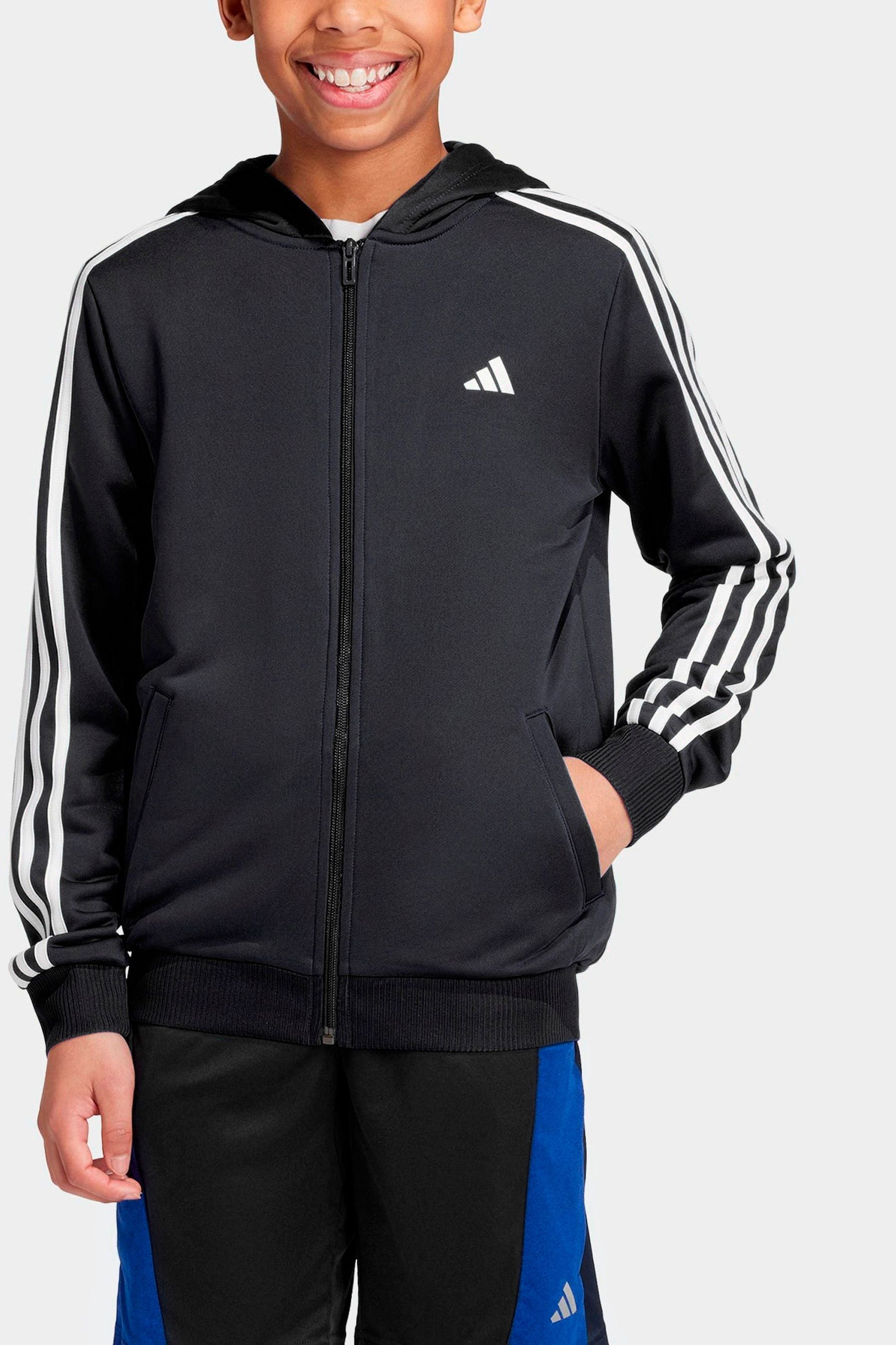 adidas Dark Black Train Essentials AEROREADY 3-Stripes Regular-Fit Full-Zip Jacket