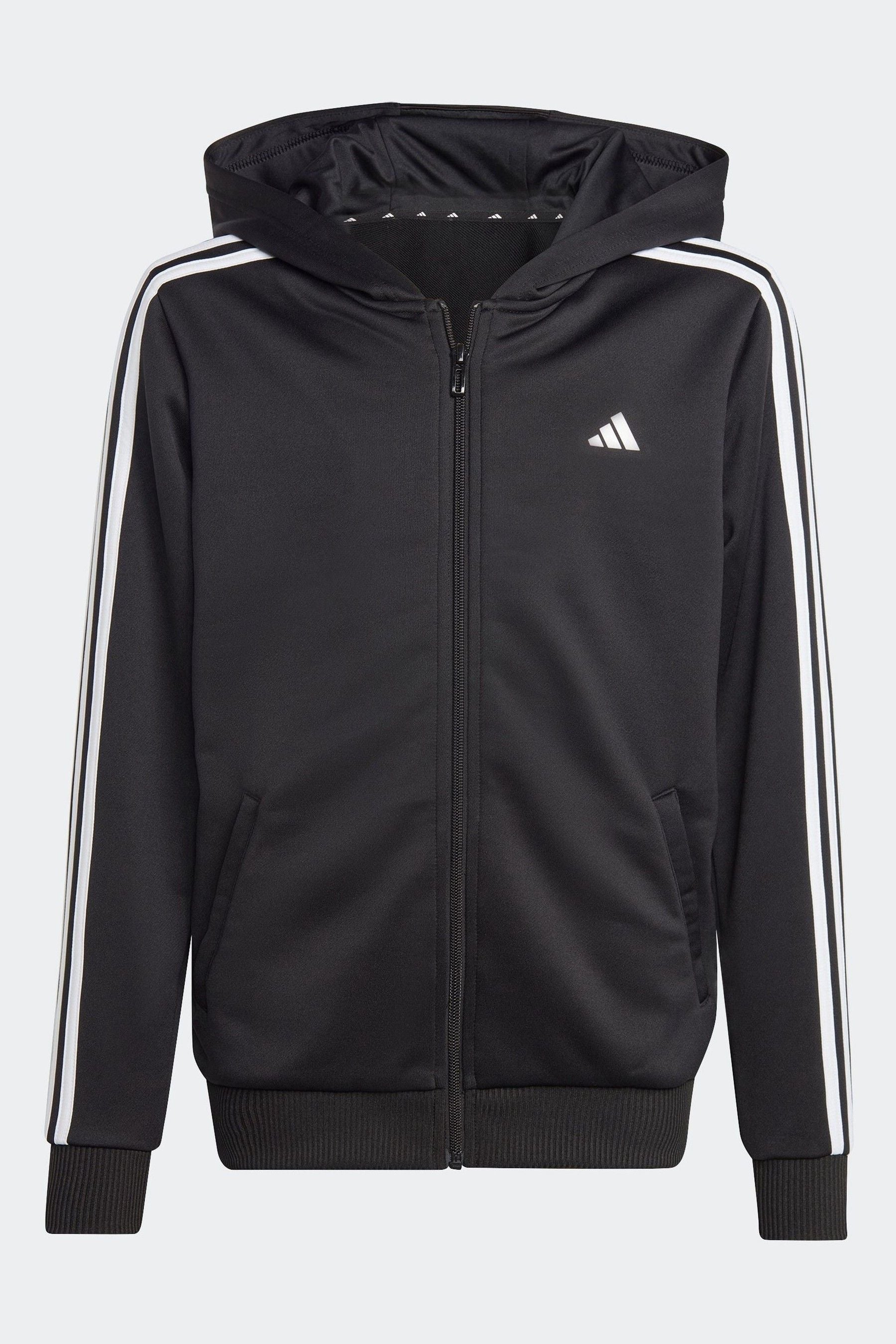 adidas Dark Black Train Essentials AEROREADY 3-Stripes Regular-Fit Full-Zip Jacket