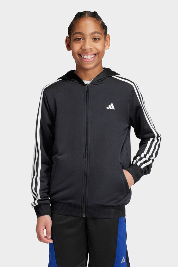 adidas Dark Black Train Essentials AEROREADY 3-Stripes Regular-Fit Full-Zip Jacket