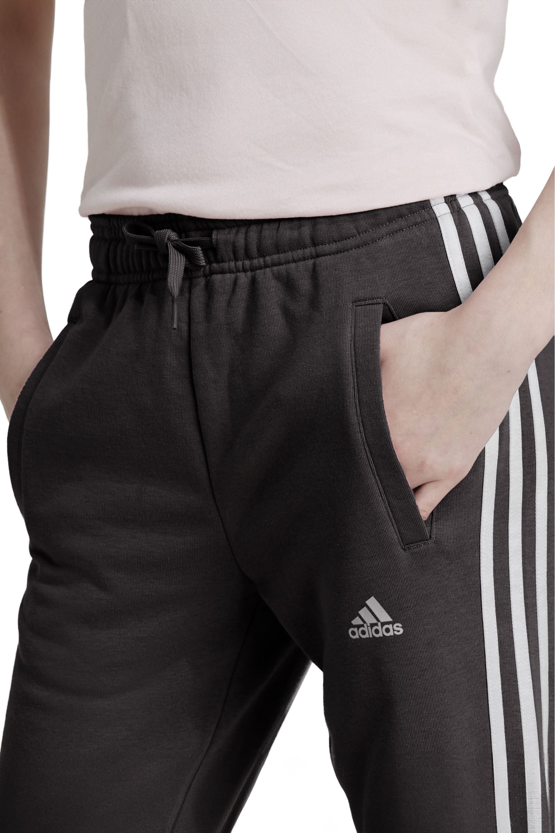 adidas Black Essentials 3 Stripes Joggers