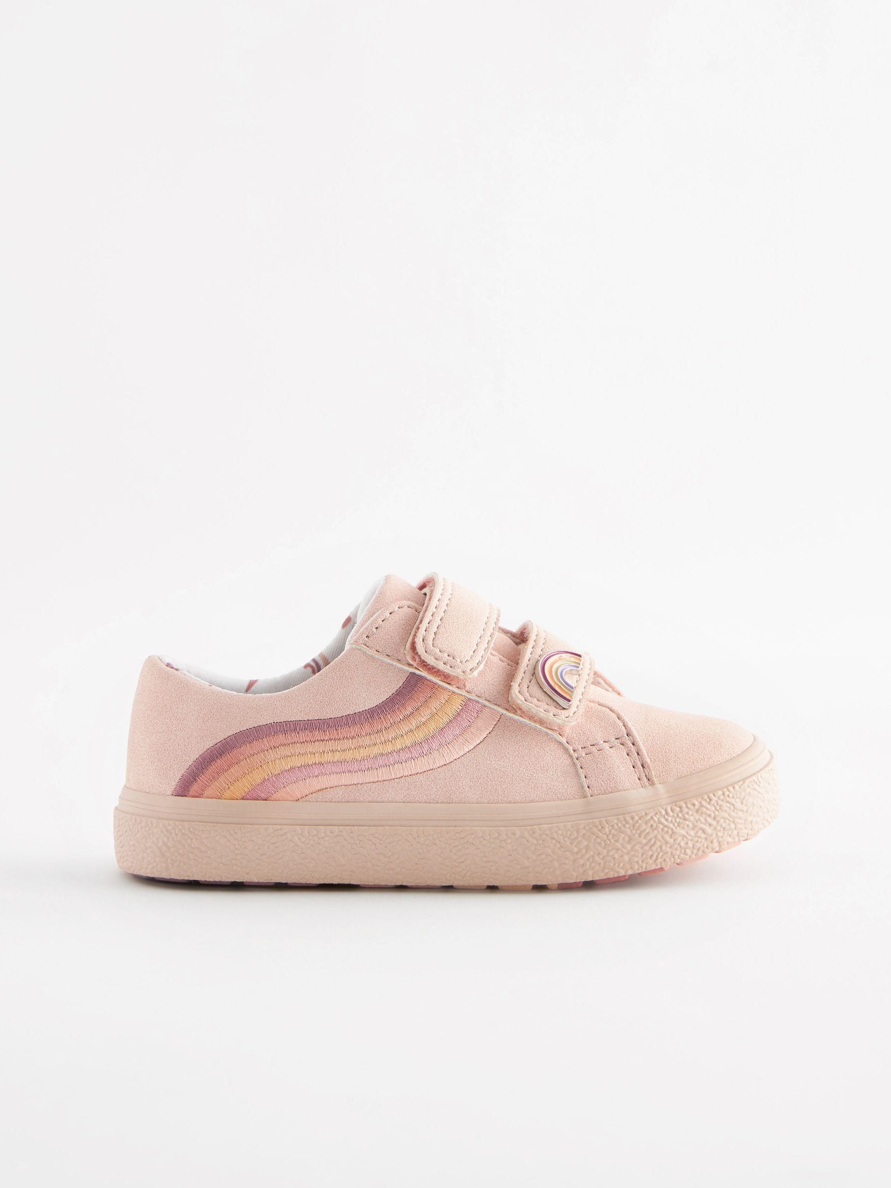 Pink Standard Fit (F) Rainbow Touch Fasten Trainers