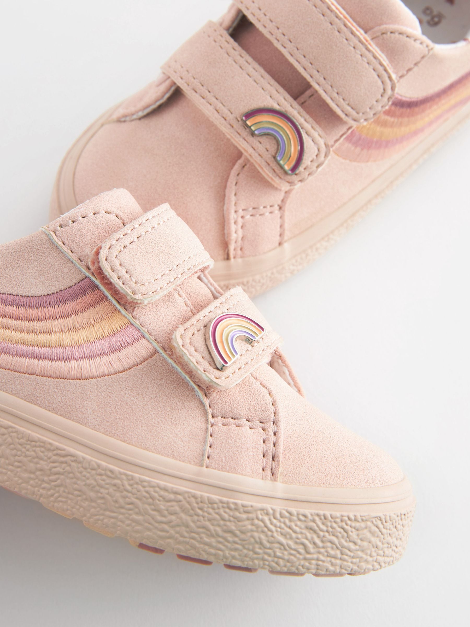 Pink Standard Fit (F) Rainbow Touch Fasten Trainers