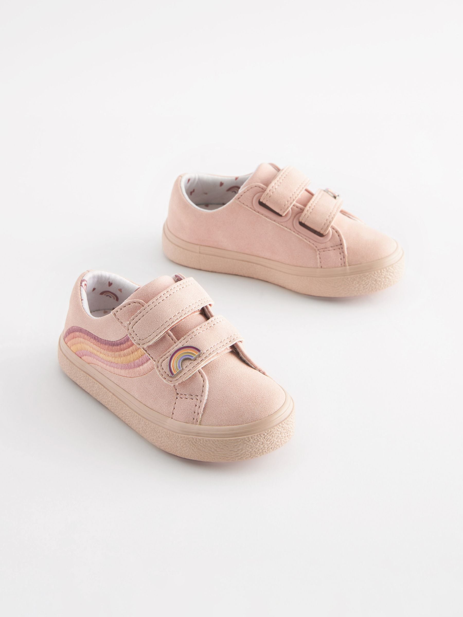 Pink Standard Fit (F) Rainbow Touch Fasten Trainers