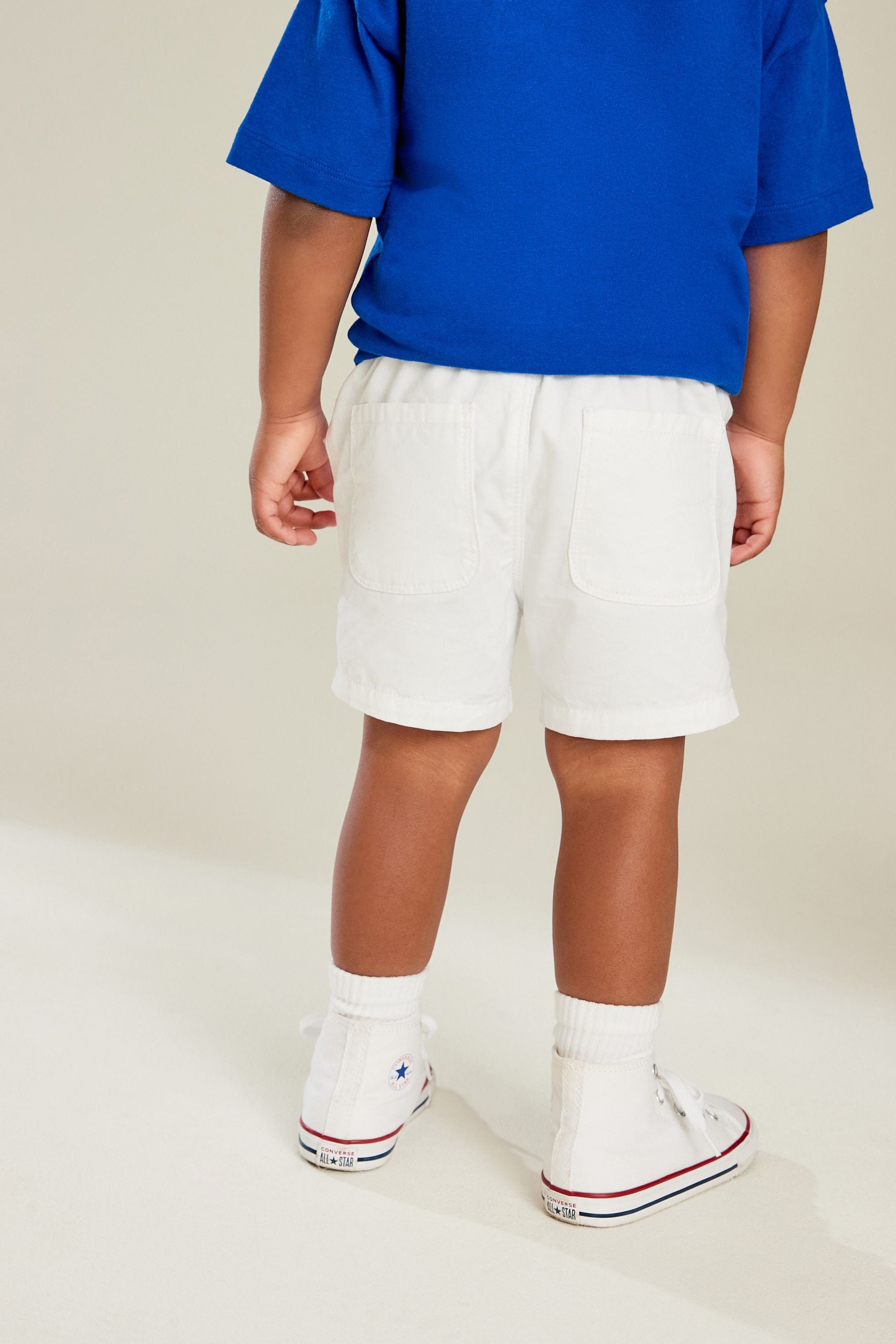 White 100% Cotton Pull-On Shorts (3mths-7yrs)