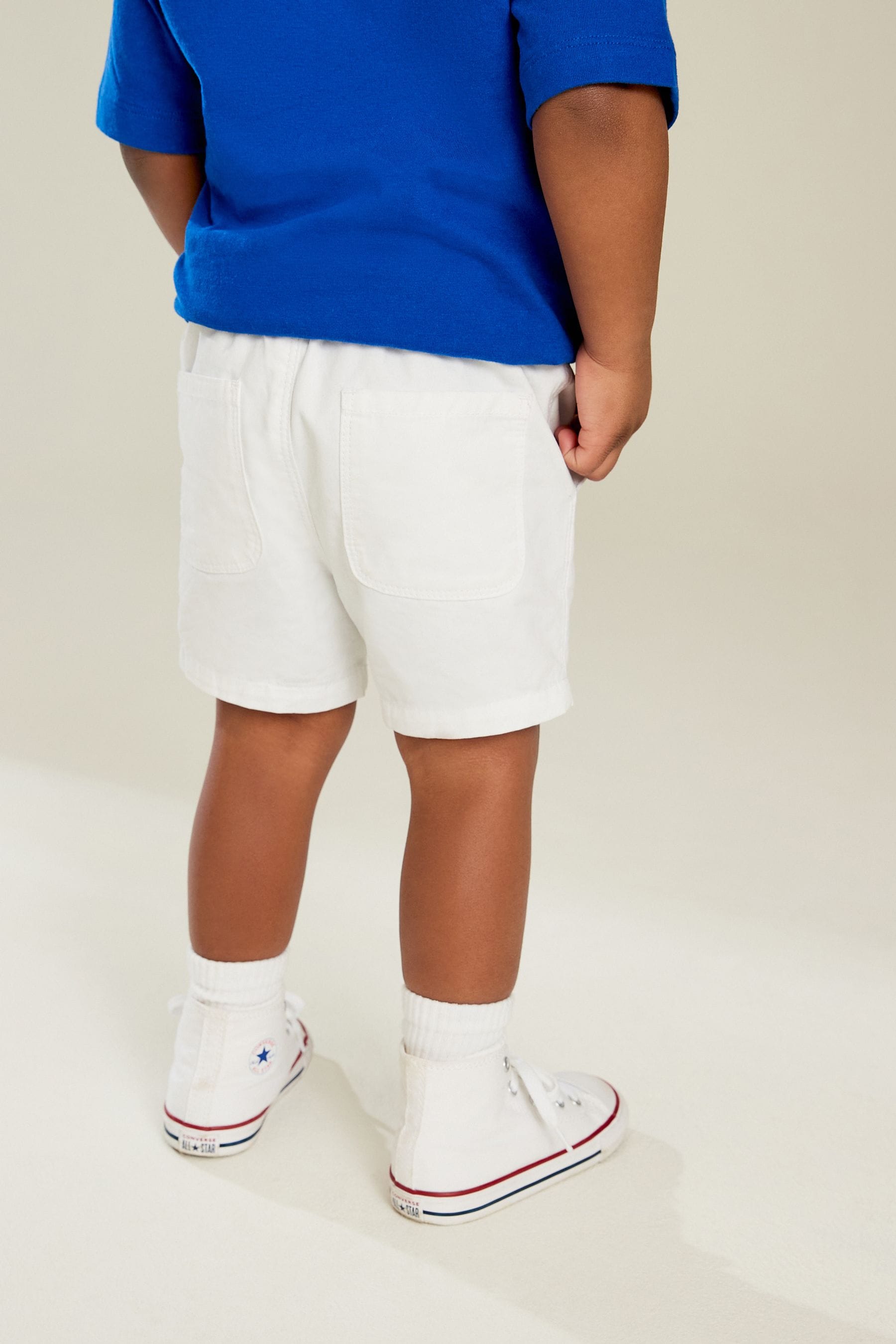 White 100% Cotton Pull-On Shorts (3mths-7yrs)