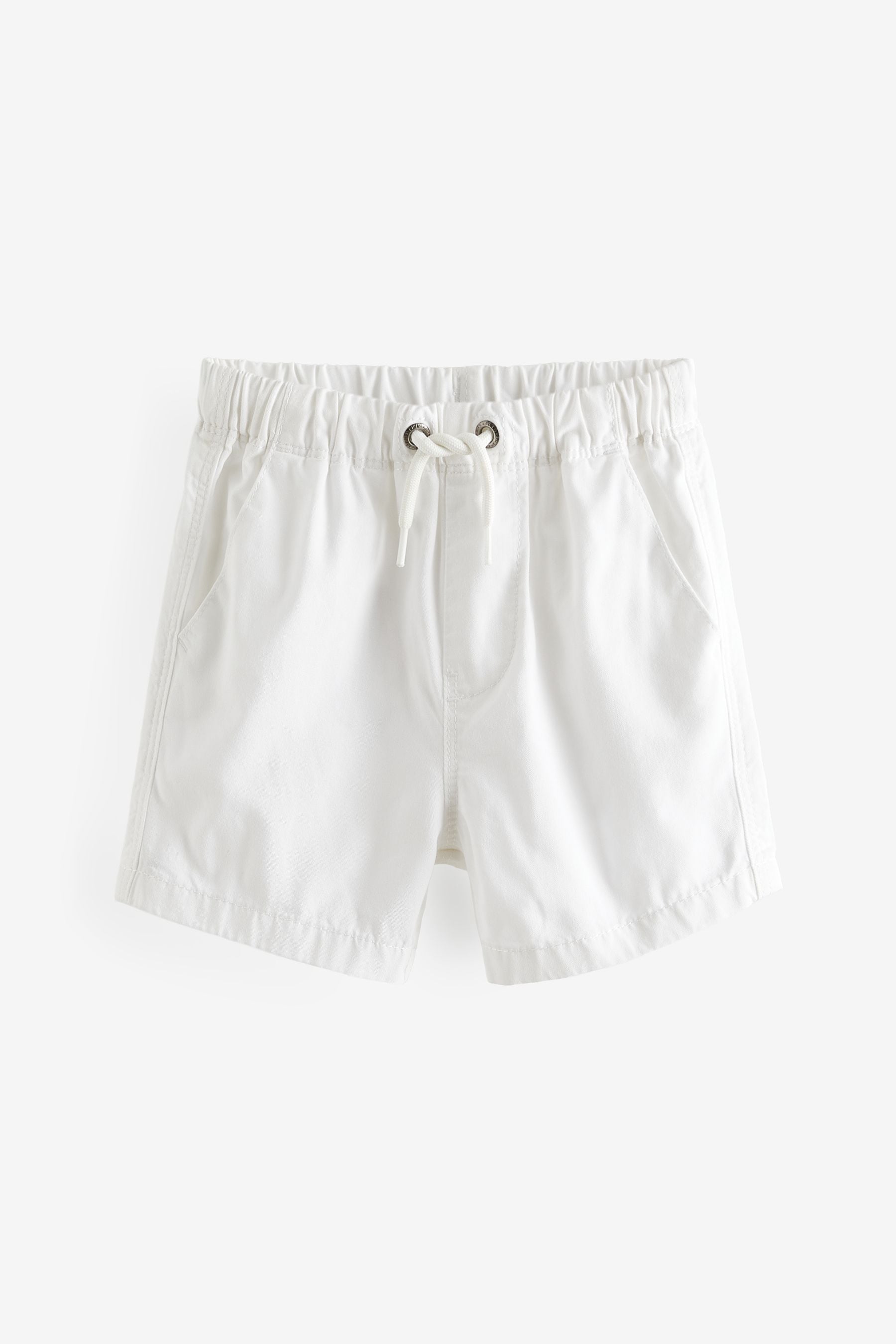 White 100% Cotton Pull-On Shorts (3mths-7yrs)