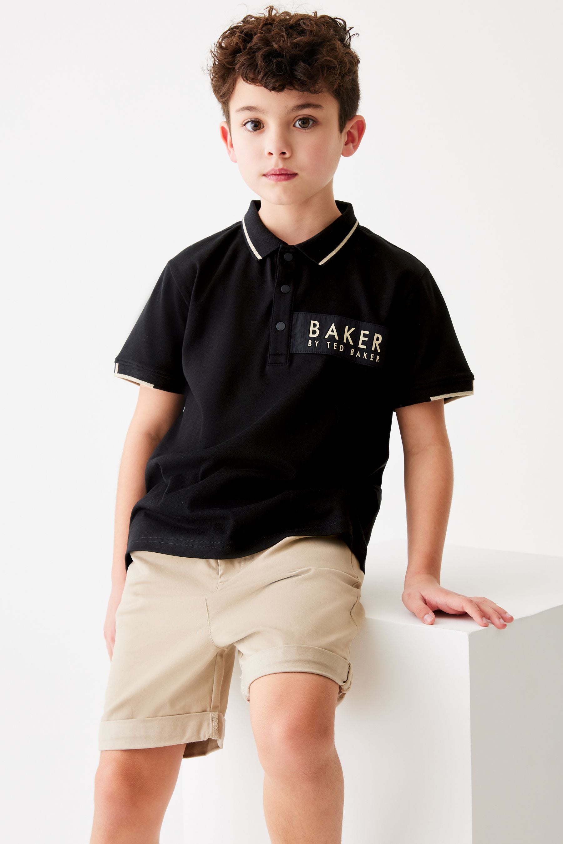 Baker by Ted Baker 100% Cotton Nylon Panel Polo Shirt