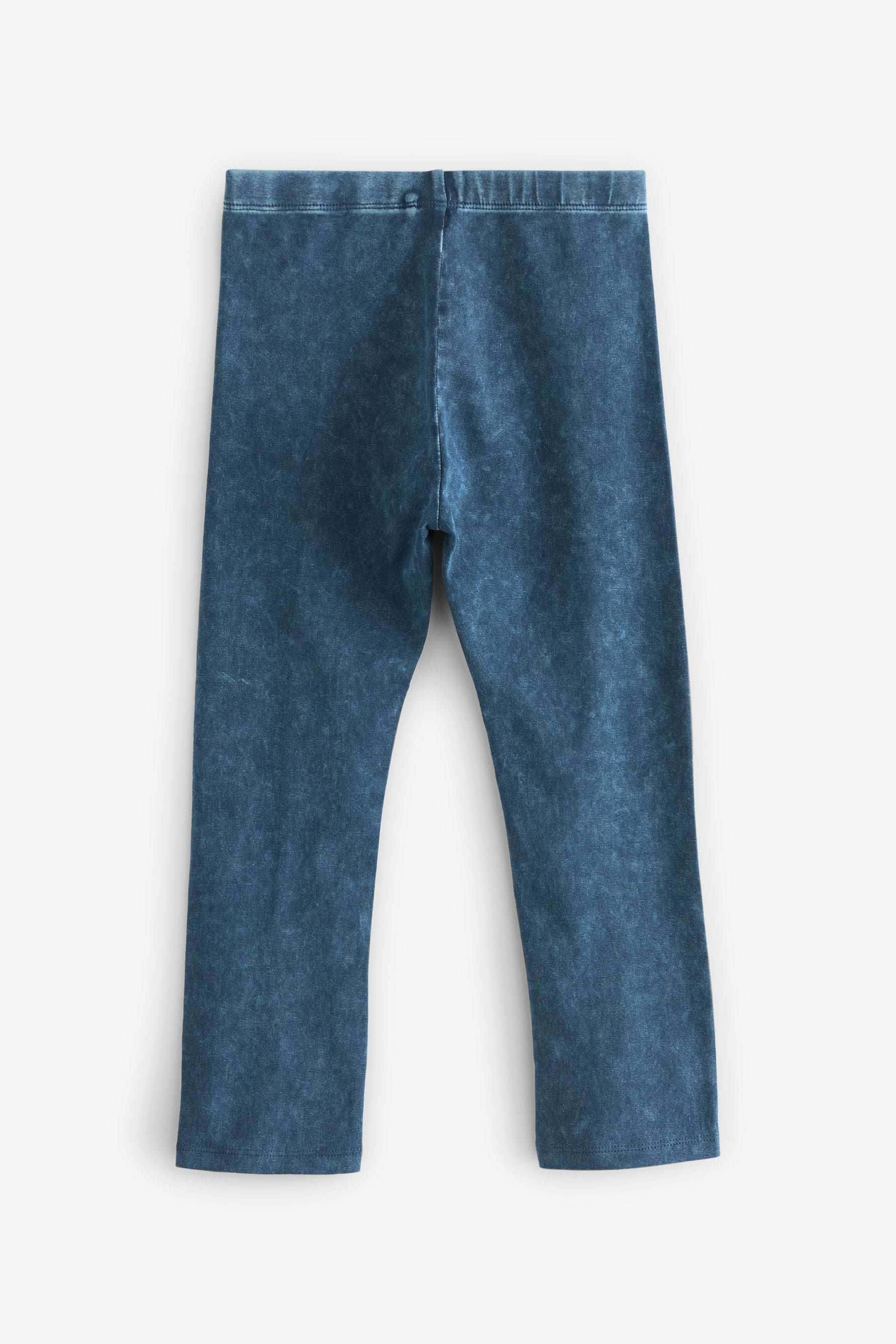 Blue Acid Wash Soft Jersey Split Front Leggings (3-16yrs)