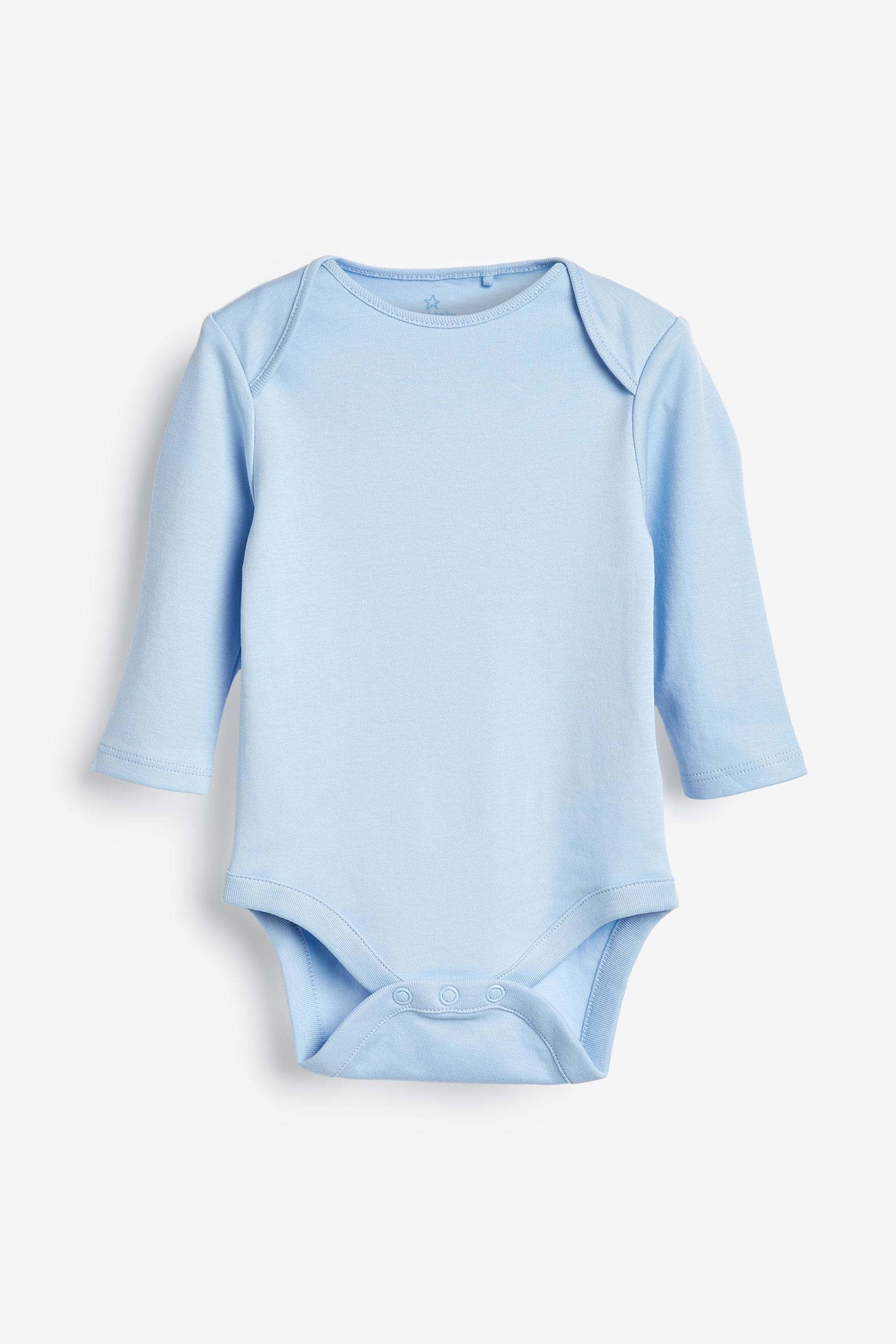 Blue 5 Pack Baby Long Sleeve Bodysuits