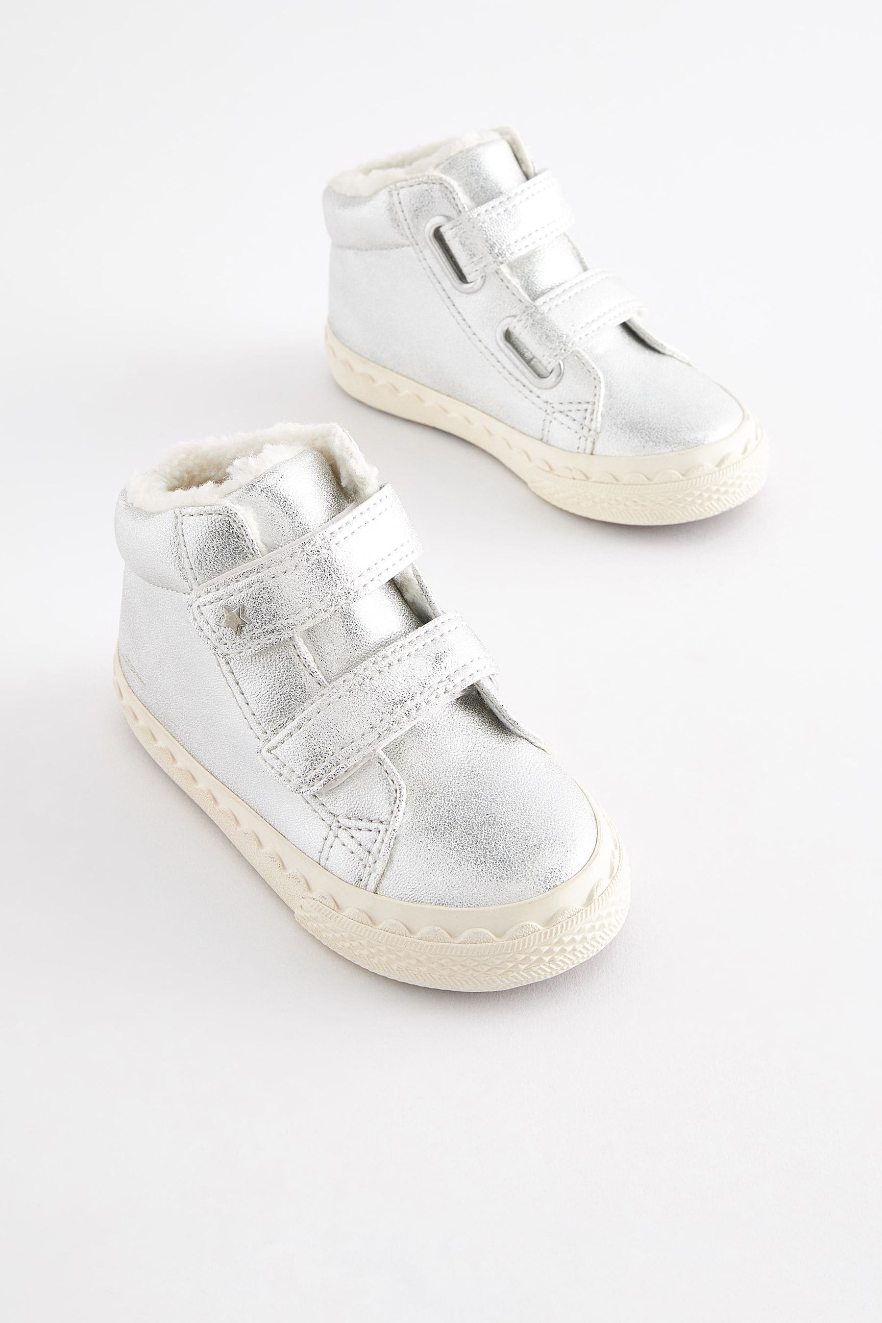 Silver Wide Fit (G) High Top Trainers