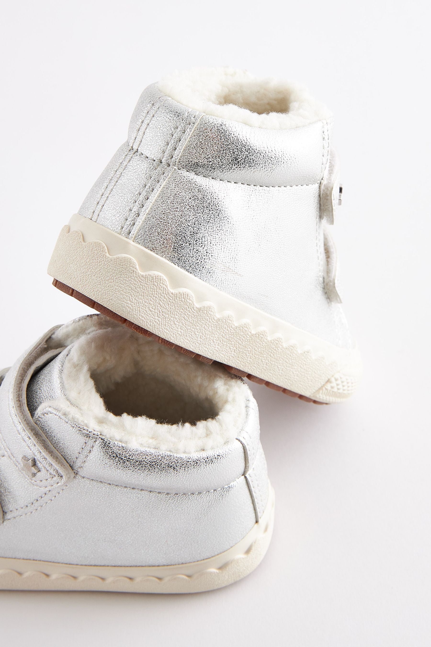 Silver Wide Fit (G) High Top Trainers