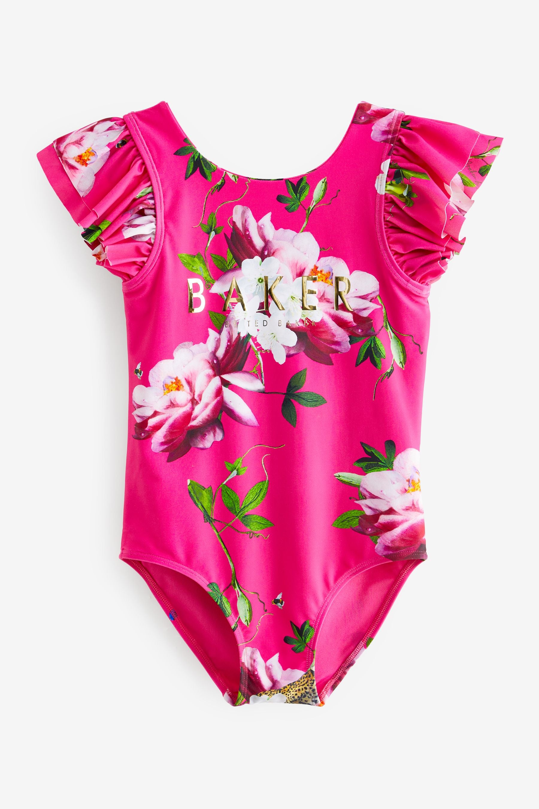 Baker by Ted Baker Pink Floral Frilled Swimsuit