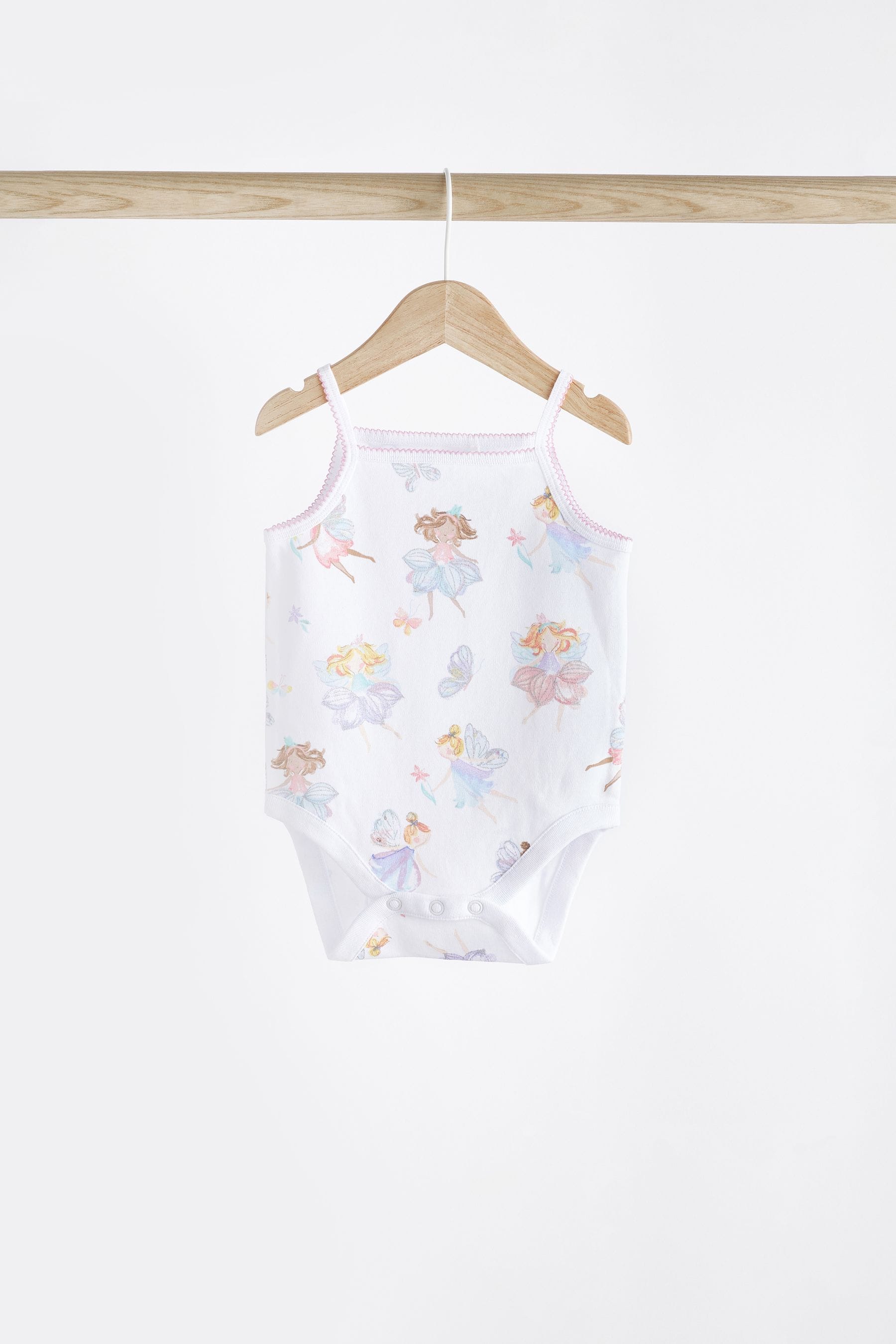 White Fairy Baby Strappy Vest Bodysuits 5 Pack