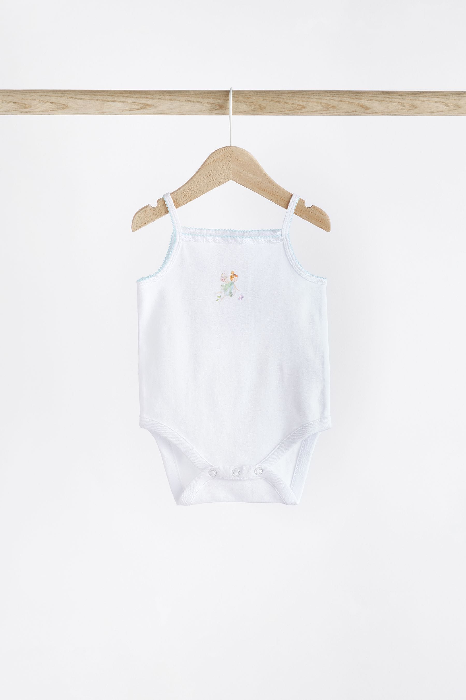 White Fairy Baby Strappy Vest Bodysuits 5 Pack