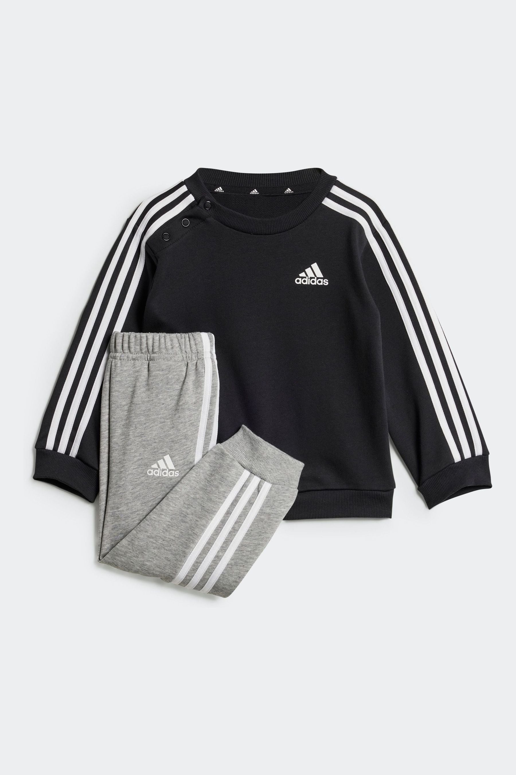 Black/Grey adidas Kids Essentials 3 Stripes Jogger Set