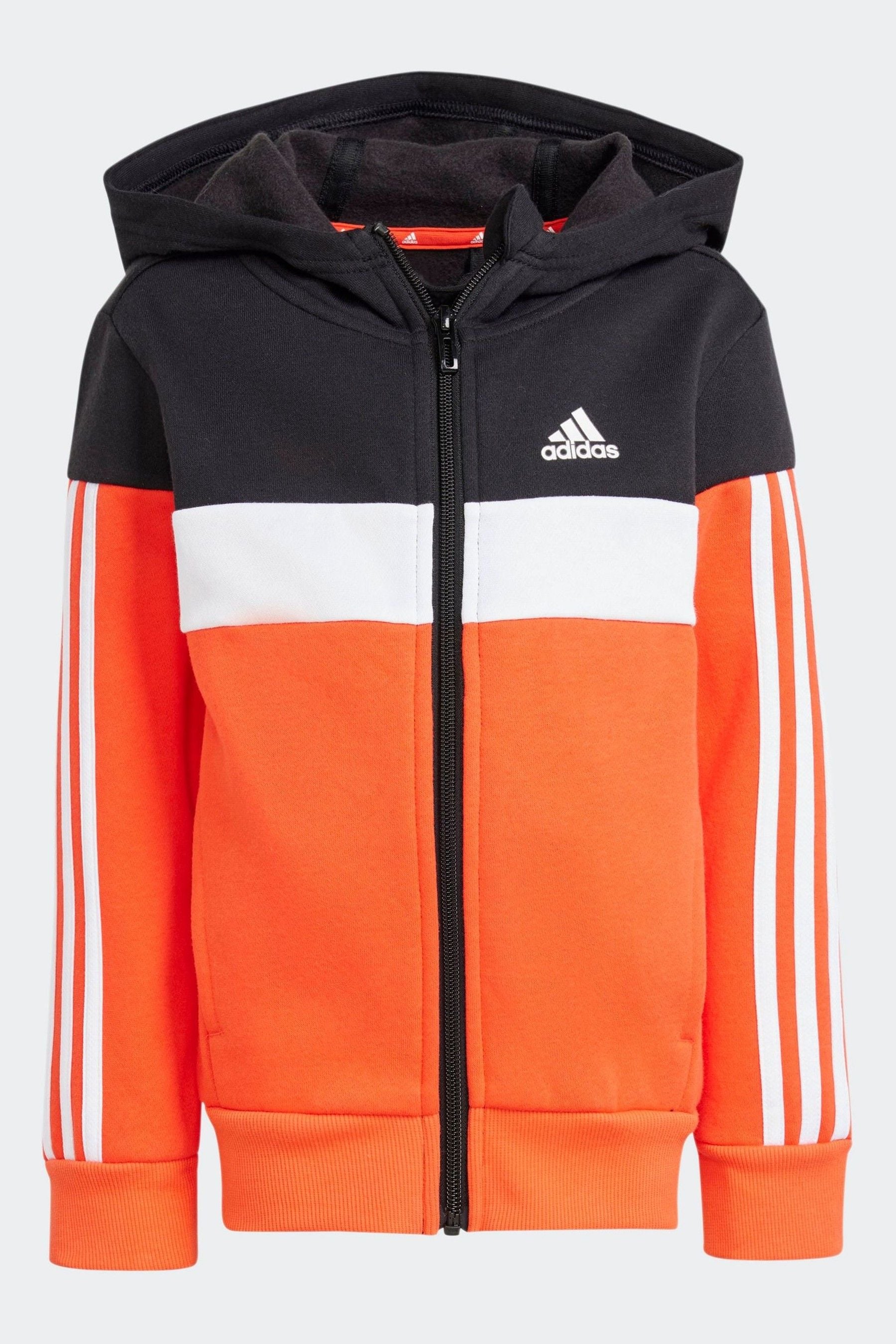 Red/Black adidas Kids Tiberio 3-Stripes Colorblock Fleece Tracksuit