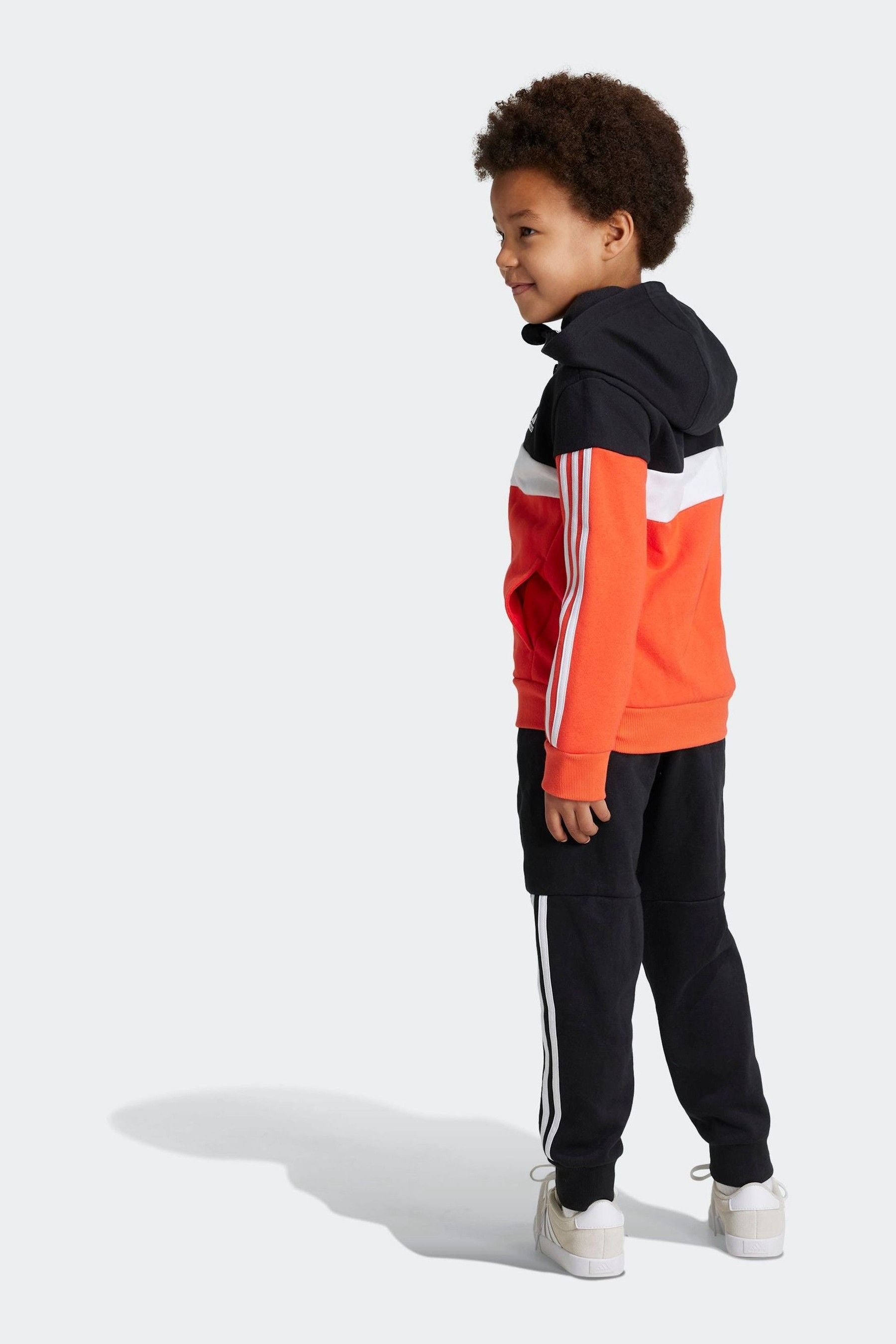 Red/Black adidas Kids Tiberio 3-Stripes Colorblock Fleece Tracksuit