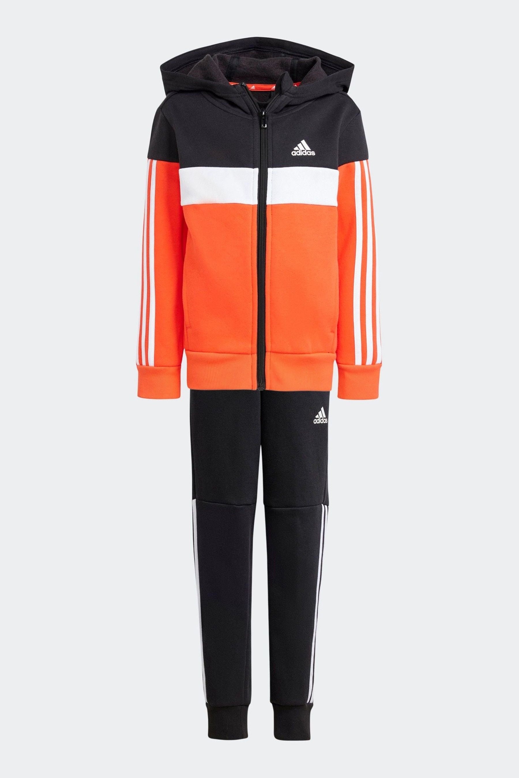 Red/Black adidas Kids Tiberio 3-Stripes Colorblock Fleece Tracksuit