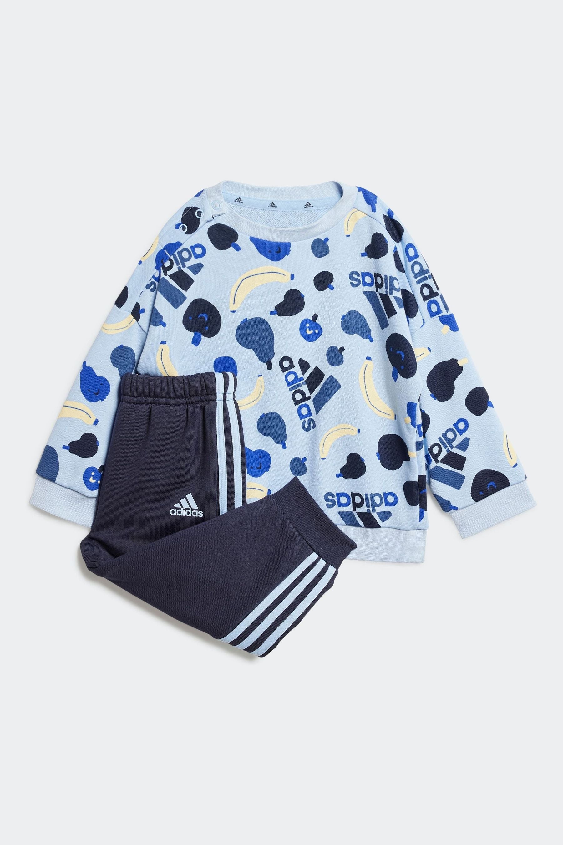 adidas Blue/Navy Kids Essentials Allover Print Joggers Set