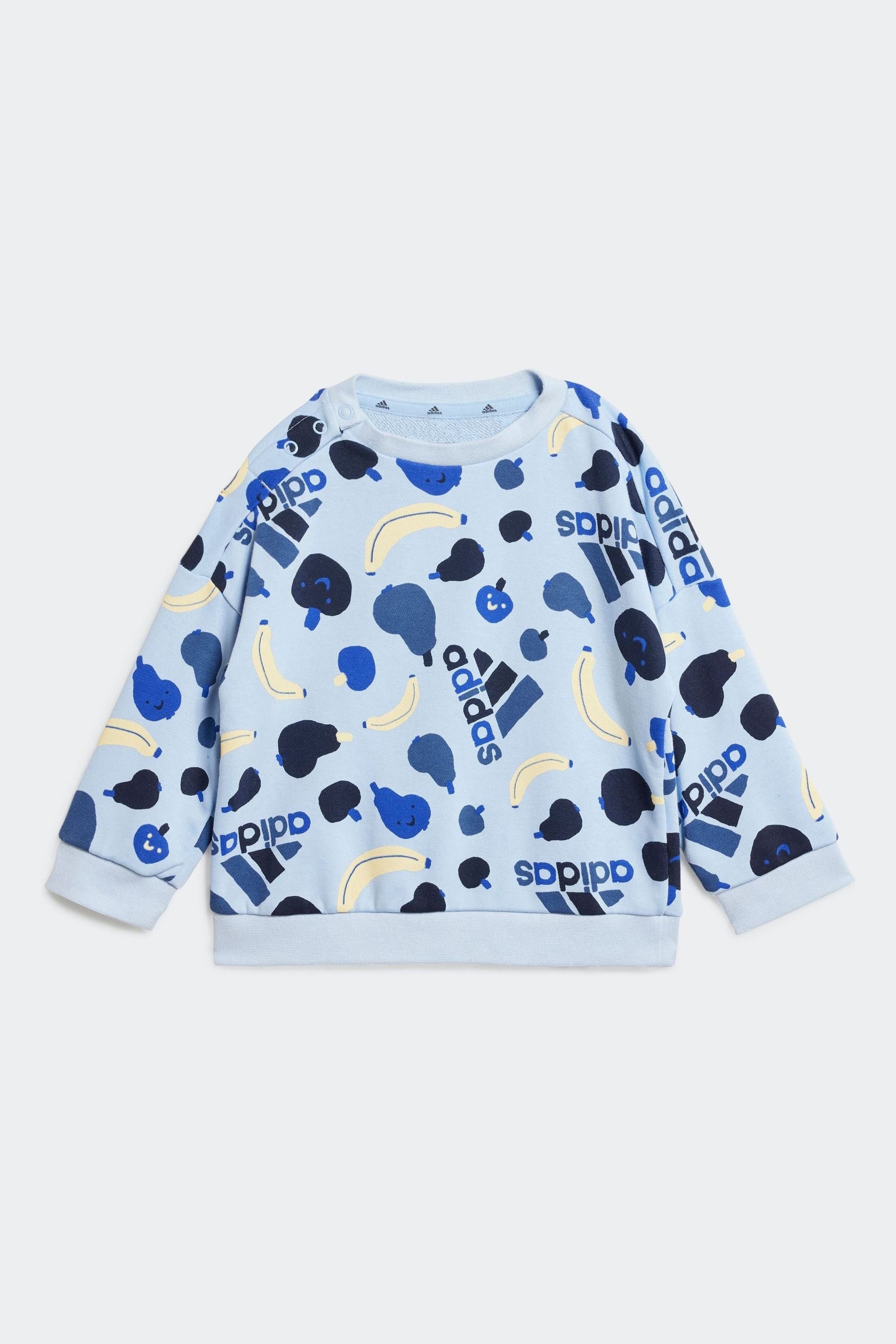 adidas Blue/Navy Kids Essentials Allover Print Joggers Set