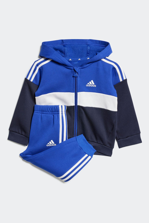 adidas Blue/Black Kids Tiberio 3-Stripes Colorblock Fleece Tracksuit