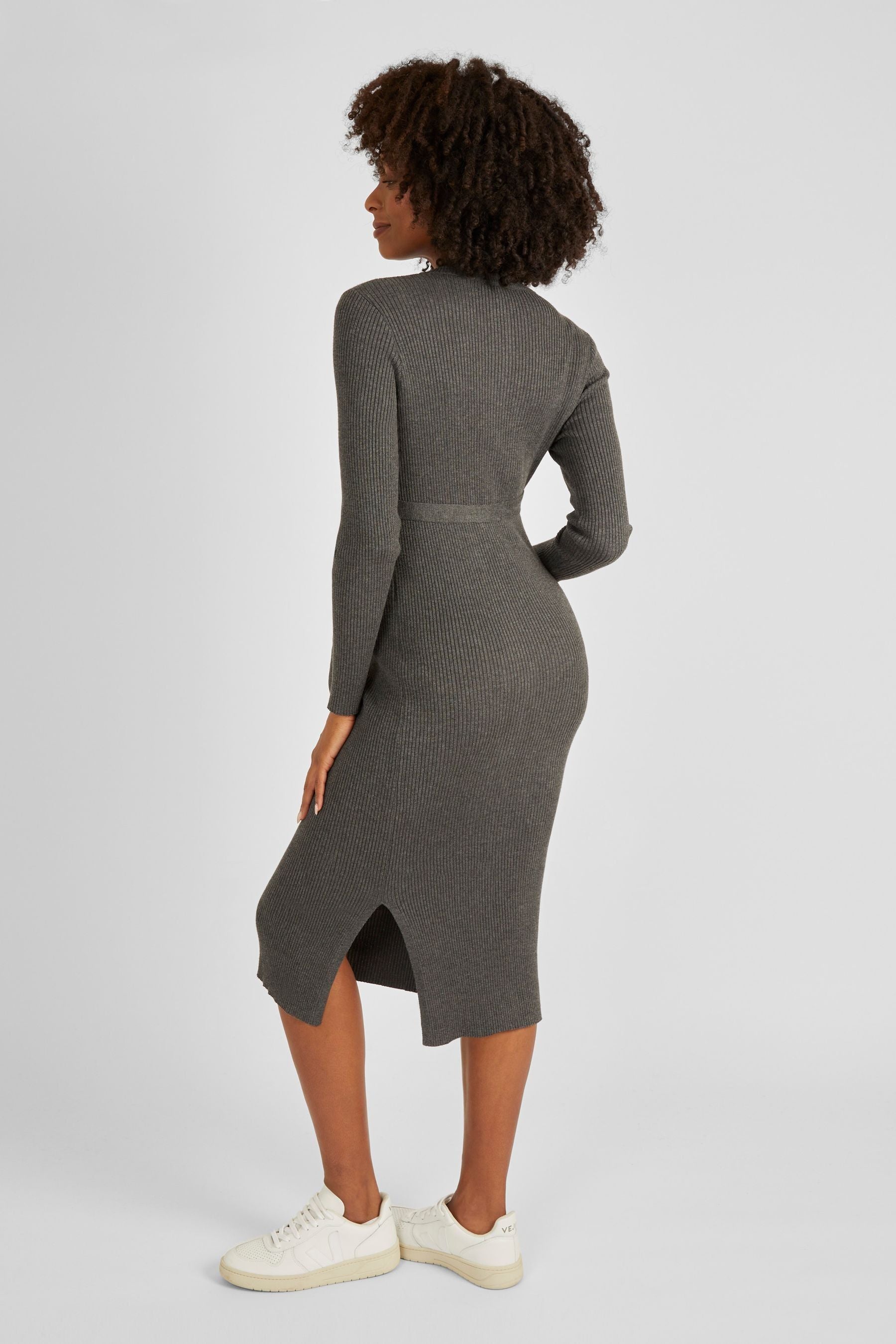 Charcoal JoJo Maman Bébé Ribbed Knitted Maternity Dress