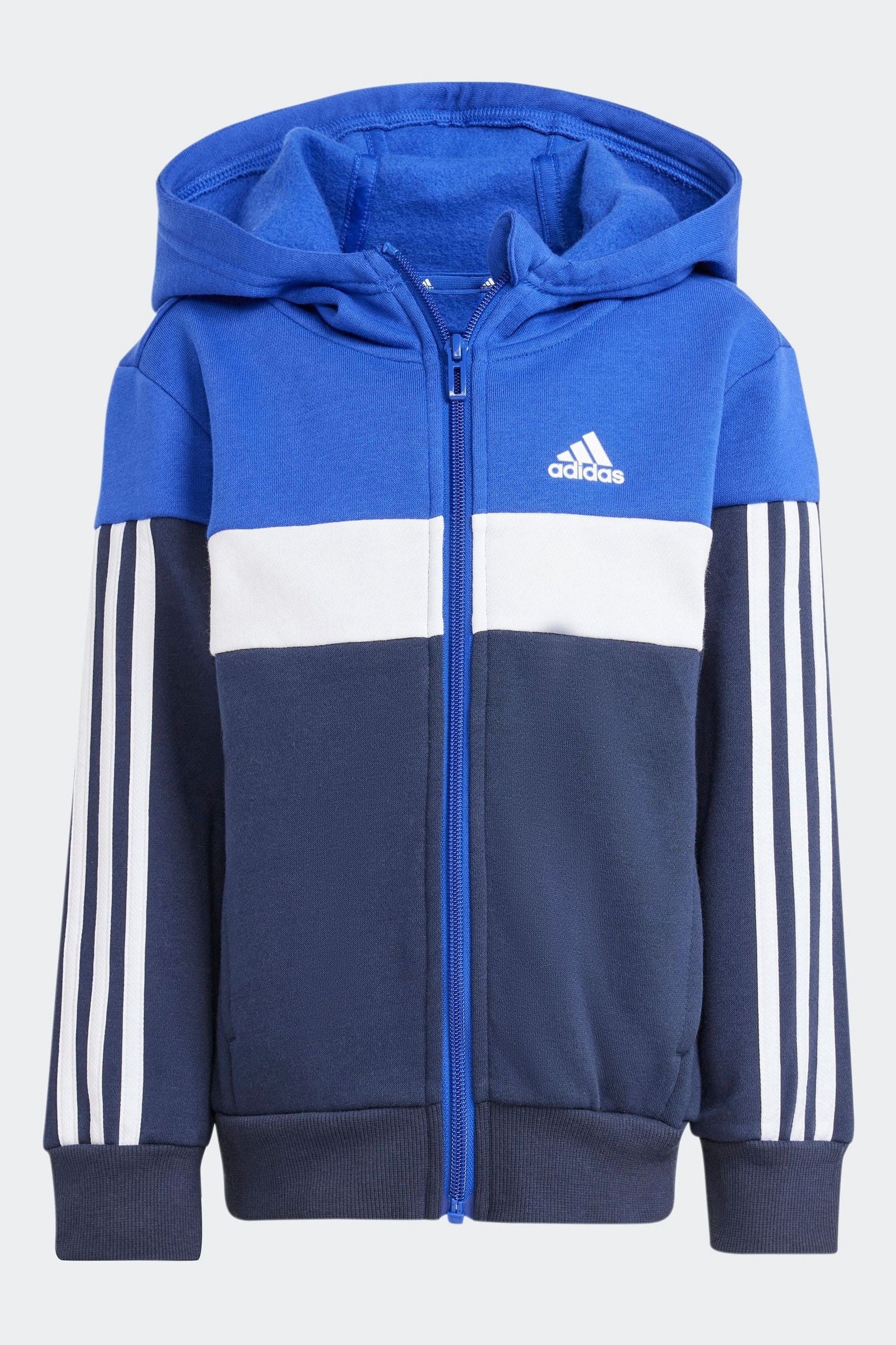 Blue/Black adidas Kids Tiberio 3-Stripes Colorblock Fleece Tracksuit