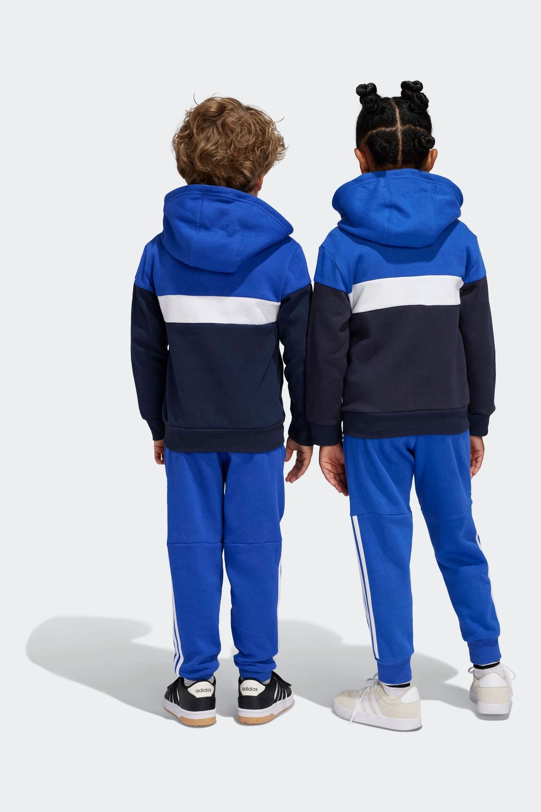 Blue/Black adidas Kids Tiberio 3-Stripes Colorblock Fleece Tracksuit