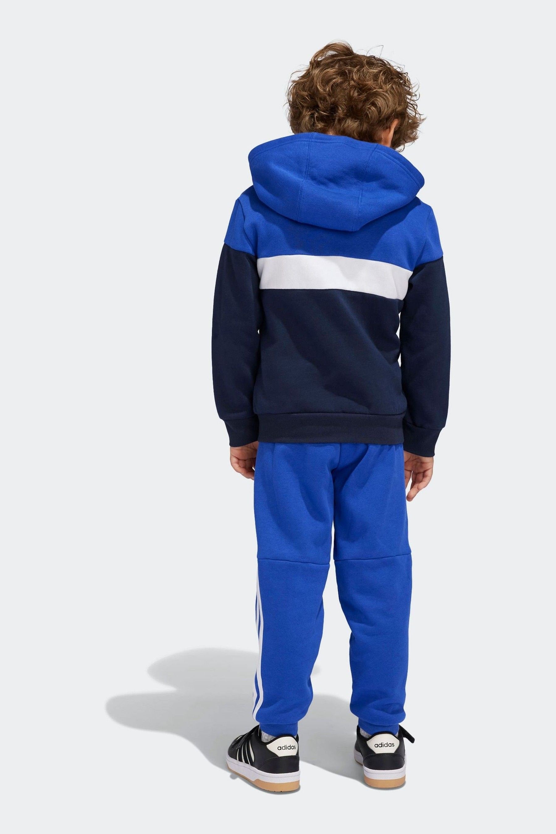 Blue/Black adidas Kids Tiberio 3-Stripes Colorblock Fleece Tracksuit