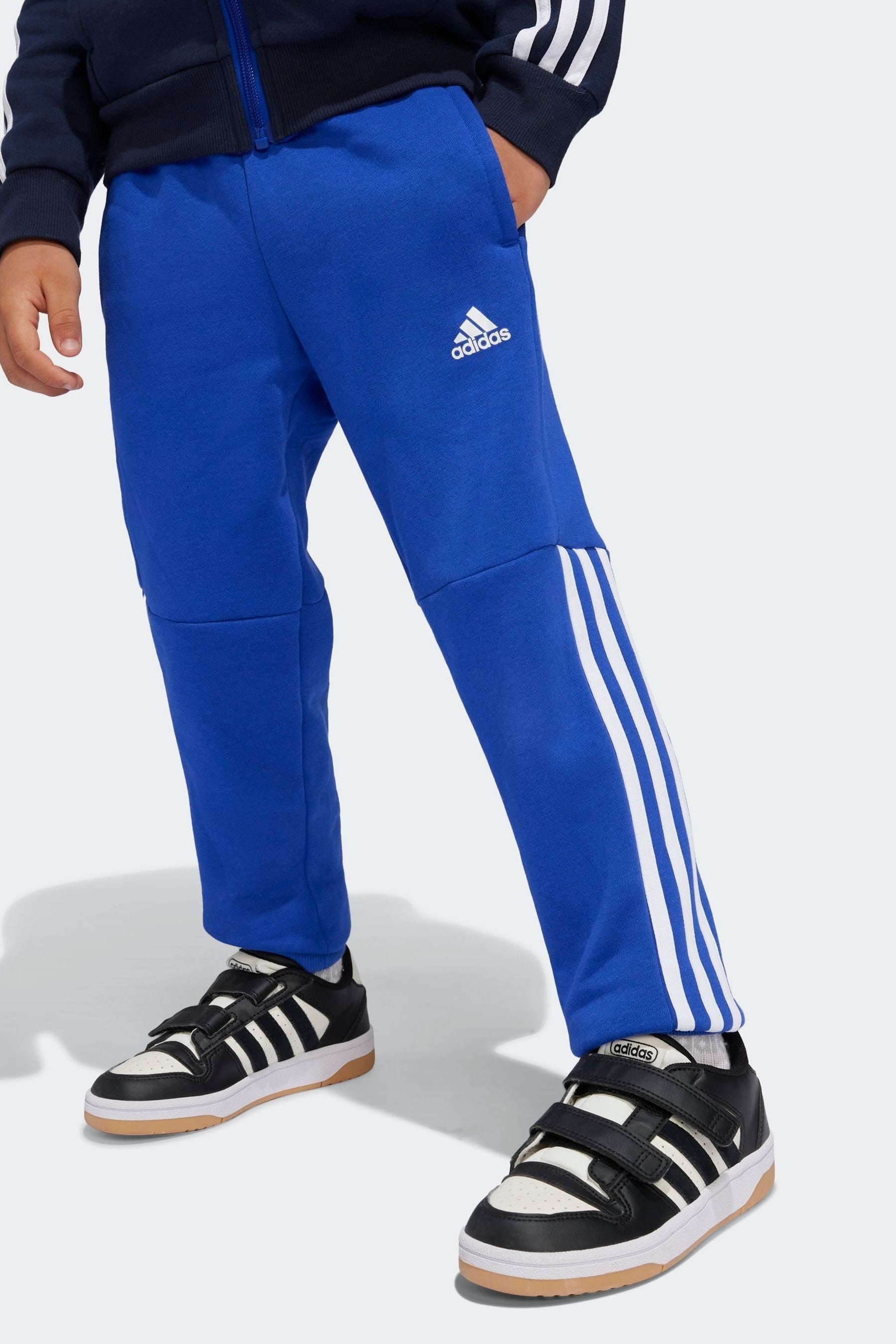 Blue/Black adidas Kids Tiberio 3-Stripes Colorblock Fleece Tracksuit