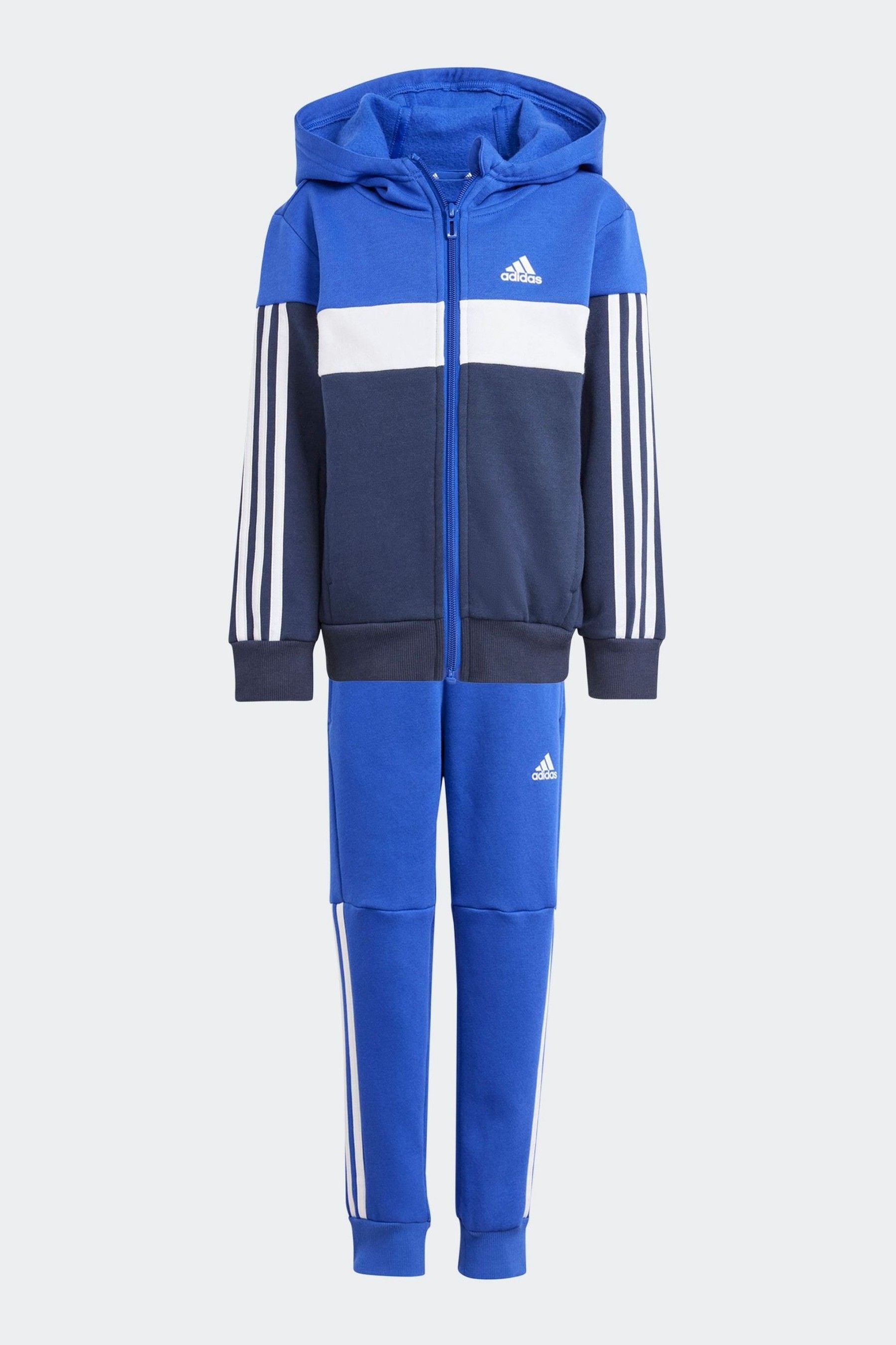 Blue/Black adidas Kids Tiberio 3-Stripes Colorblock Fleece Tracksuit